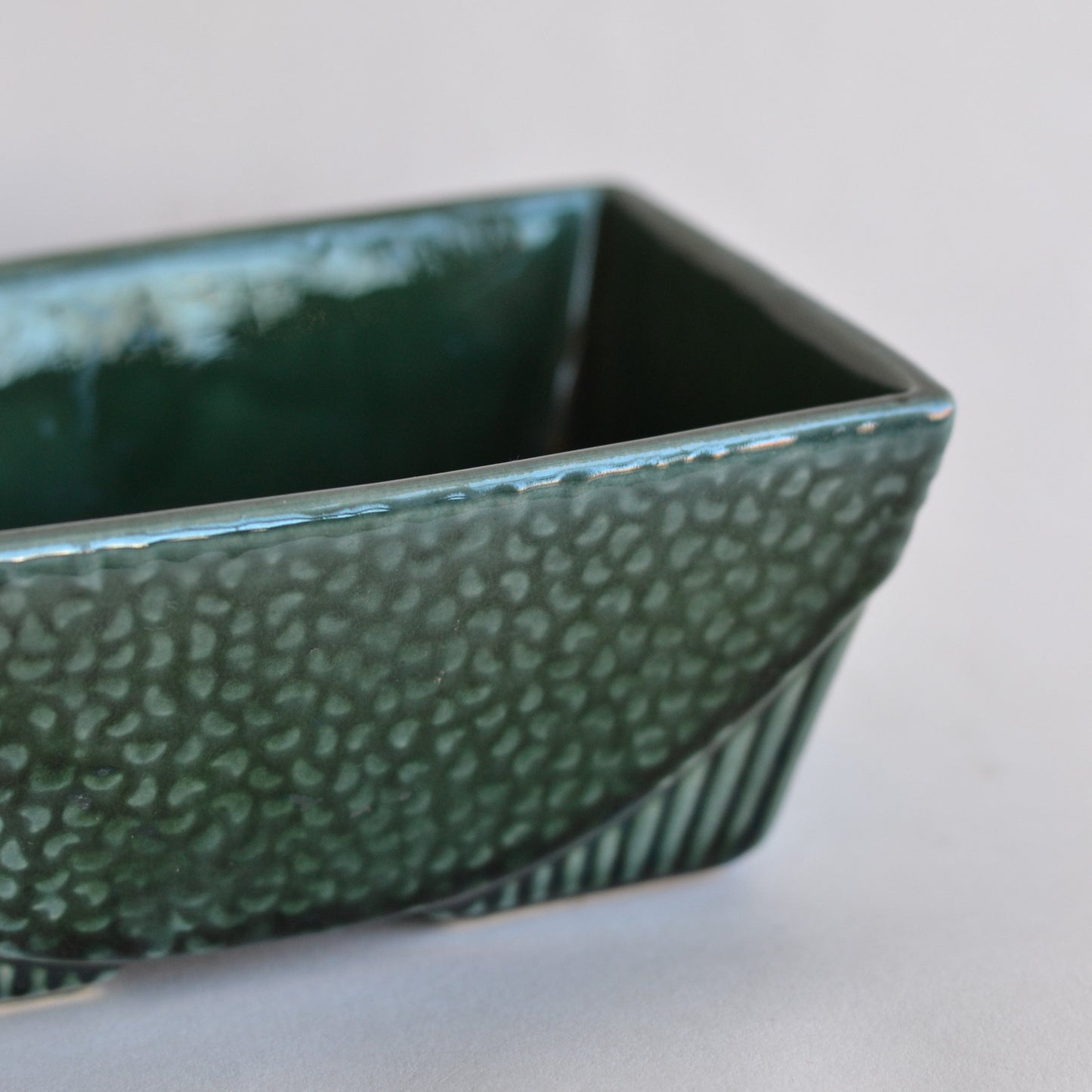Green Rectangular Planter, Pebble Texture
