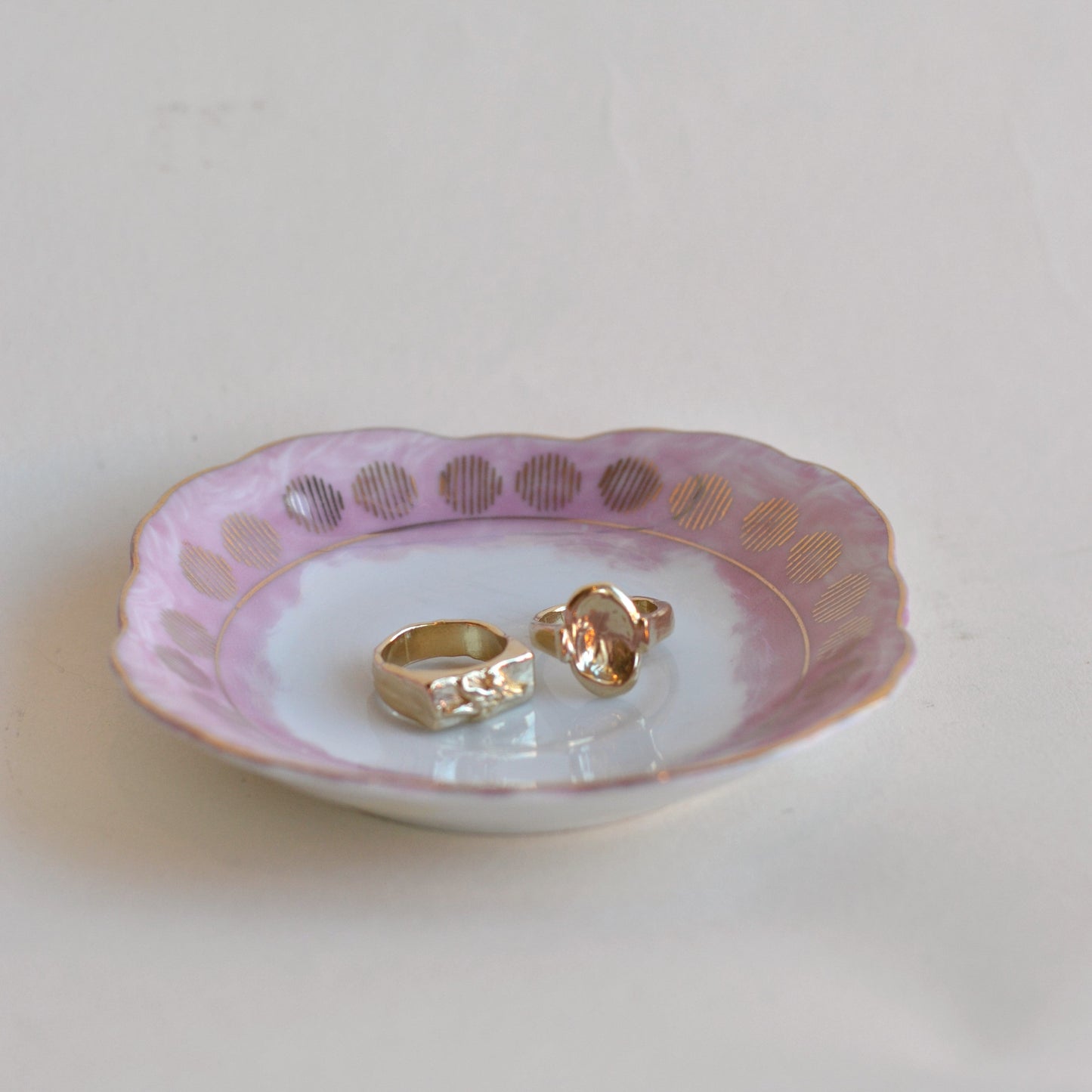 Pink Rimmed Ceramic Trinket Dish