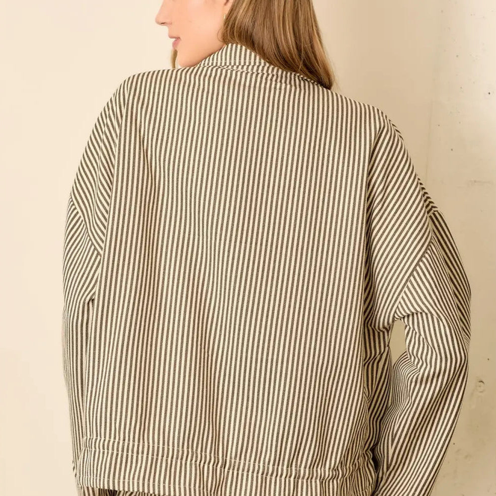Wellmade USA | Pinstripe Collar Jacket, Mocha