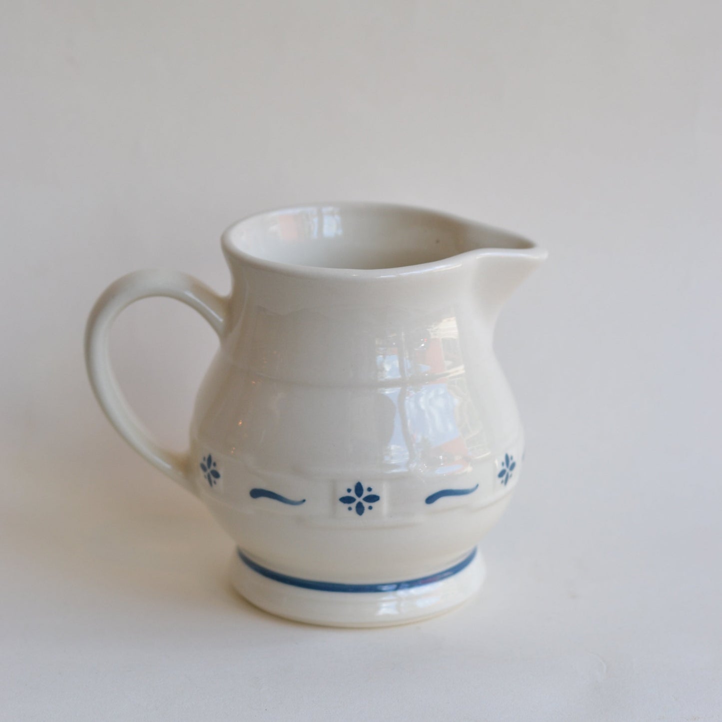 Longaberger Cream Pitcher with Blue Detailing