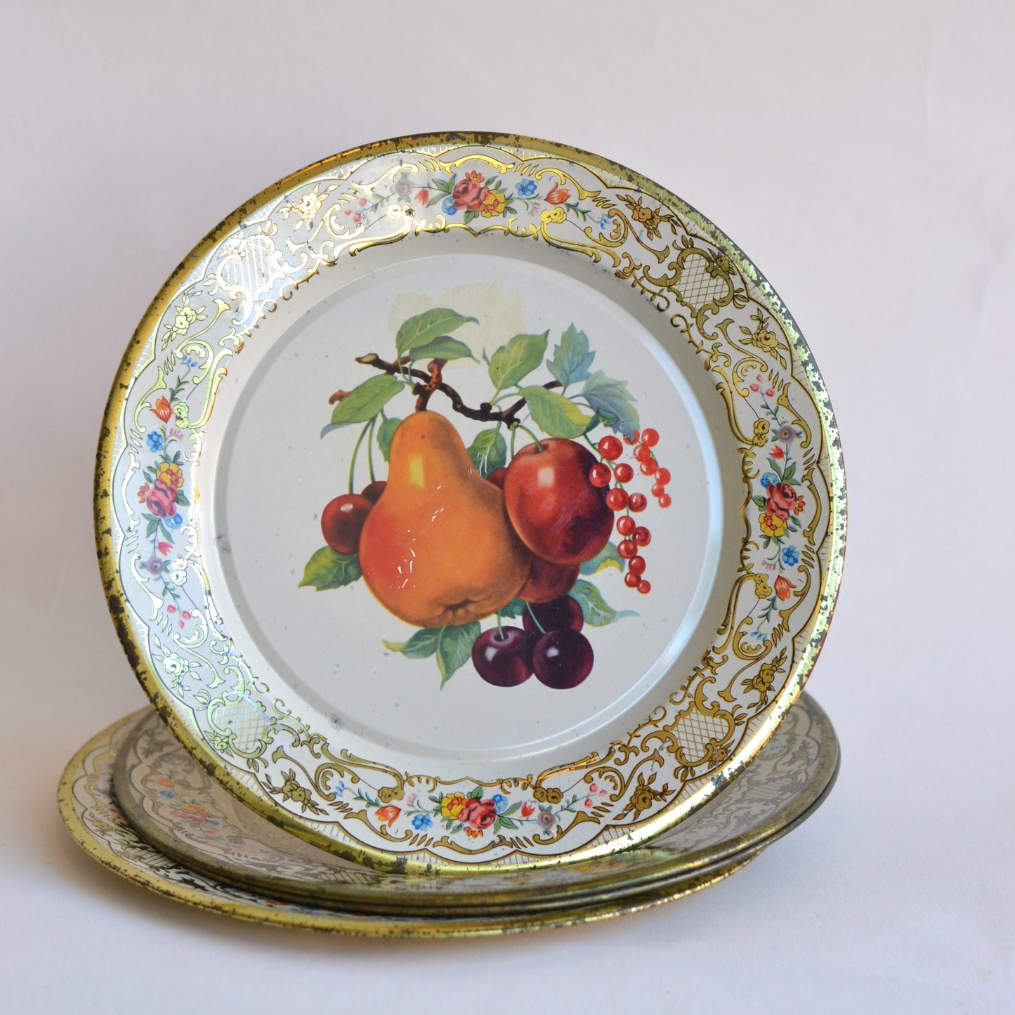 Fruit Motif Metal Plates, Set of 4