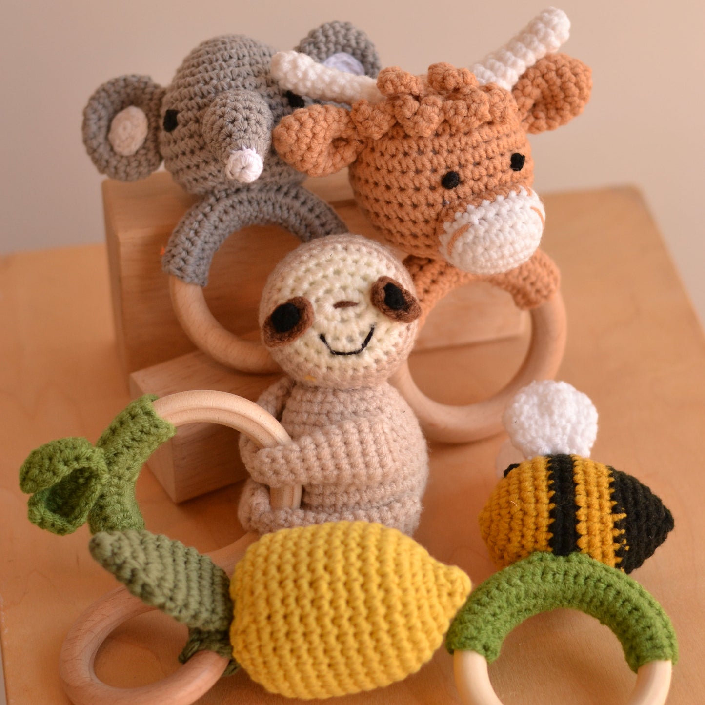 D & C Toys | Crochet Rattle Toy, Bumble Bee