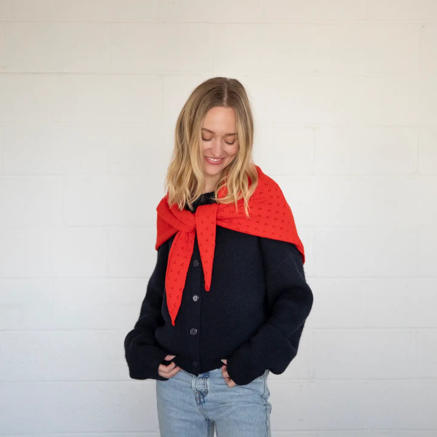 Things Between | Pointelle Scarf, Red