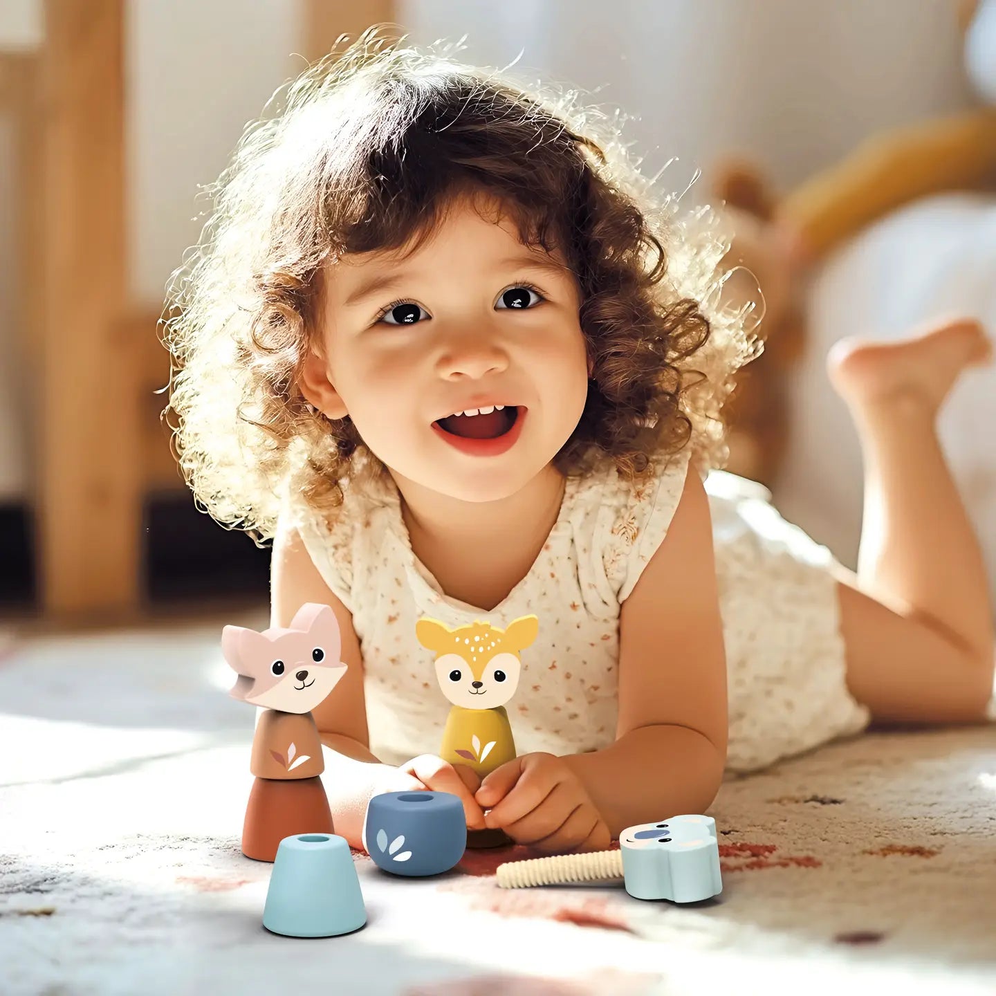 Speedy Monkey | Wood Animal Screw Toy Set