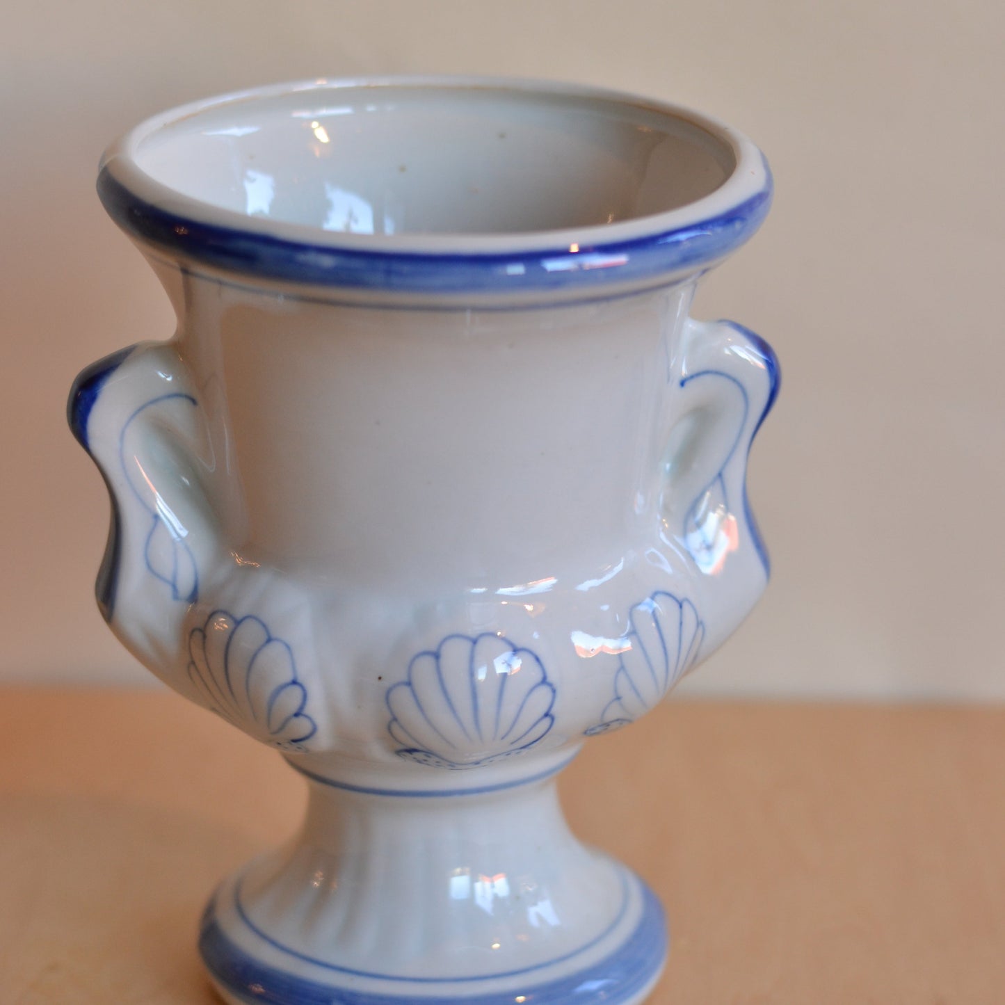 Footed Ceramic Vase with Shell Decoration