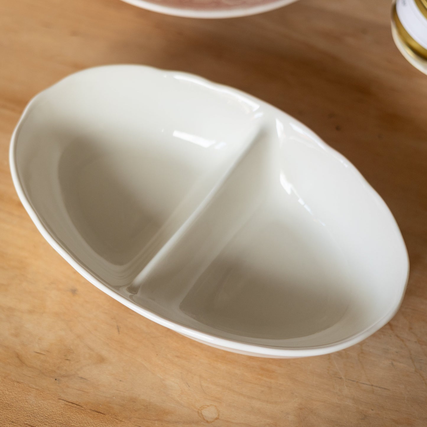 Cream Split Serving Bowl