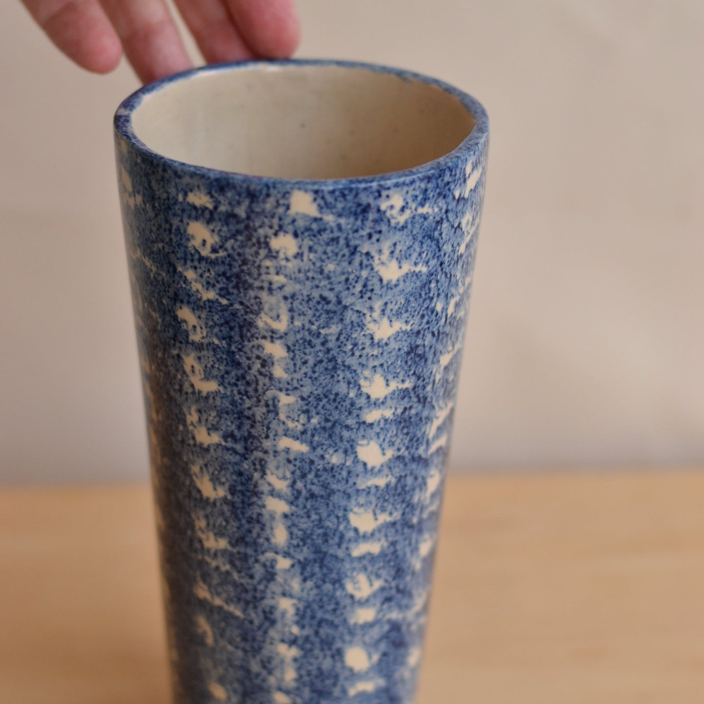Blue Sponge Painted Vase