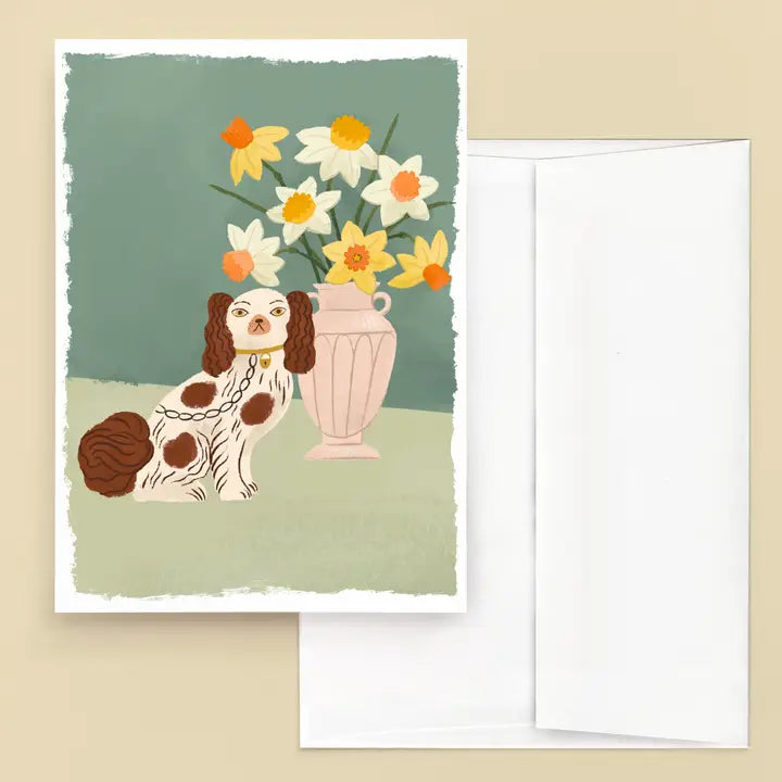 Julianna Swaney | Daffodils and Staffordshire Dog Greeting Card