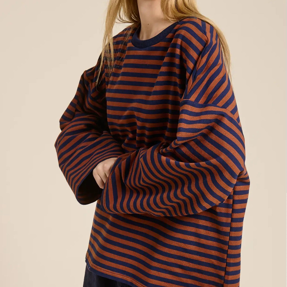 Mimosa | Striped Terry Oversized Long Sleeve Shirt