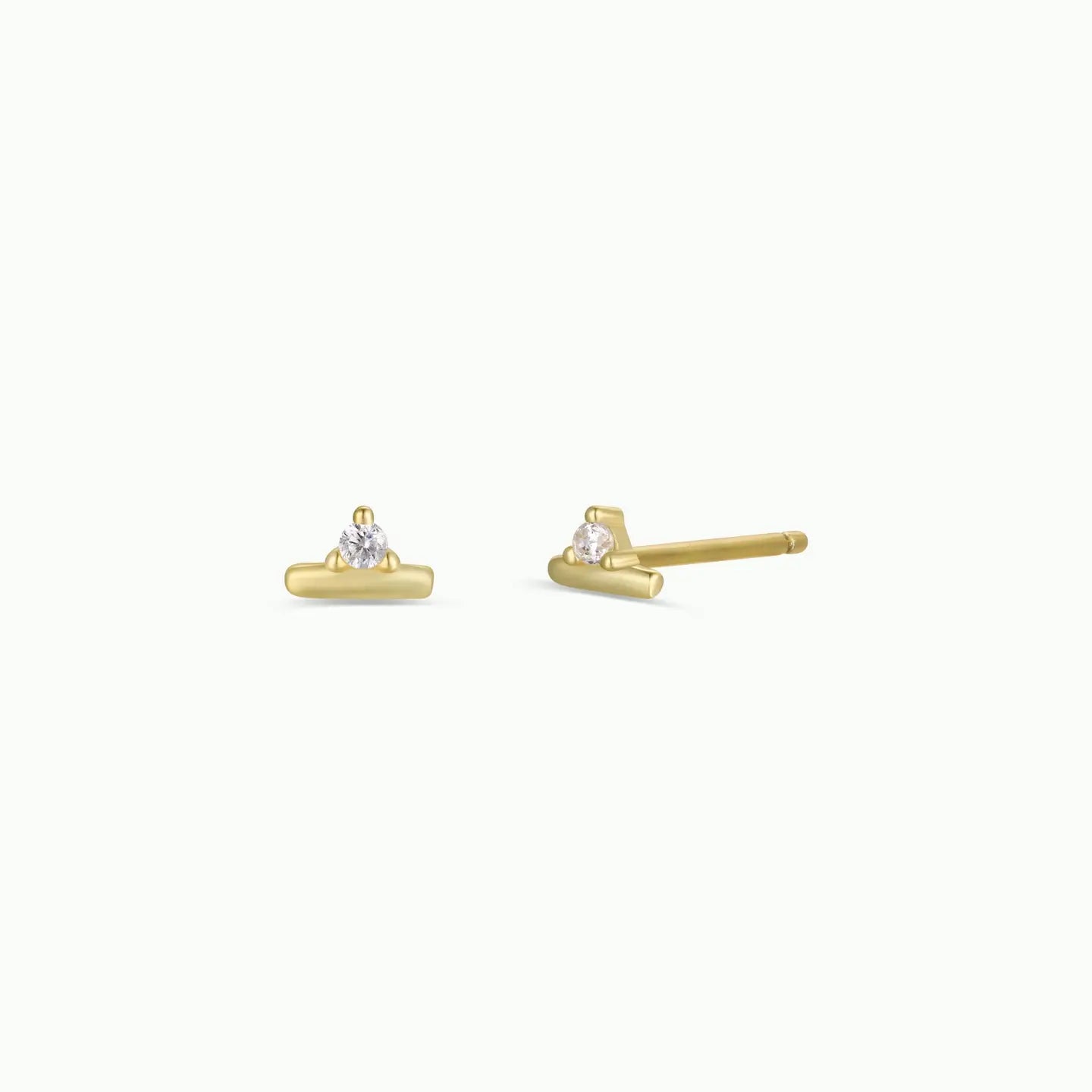 Jax Kelly | Stud Bar, White CZ, Gold Earrings