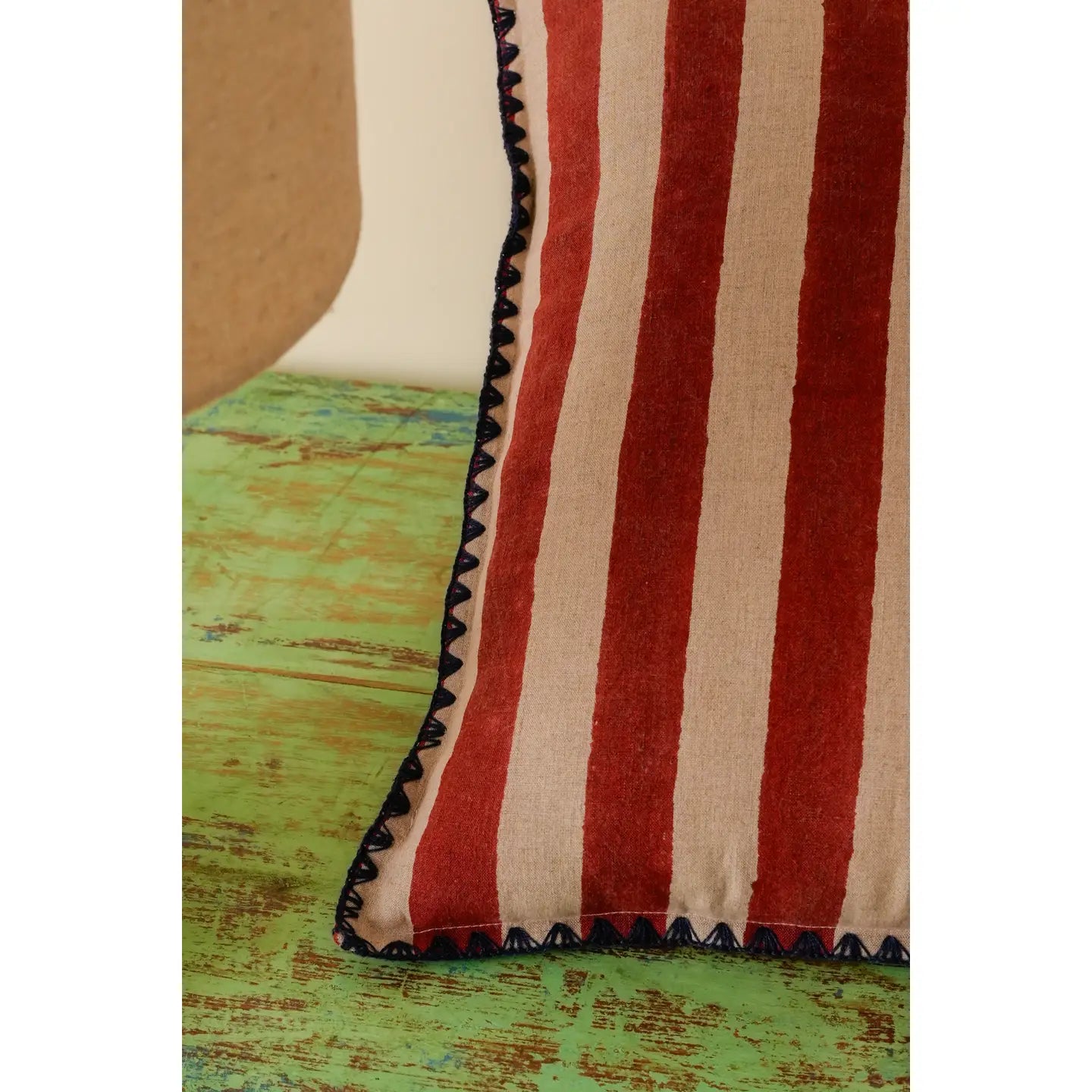Dune Pillows | Linen Sutra Pillow, Red Stripe, 16"