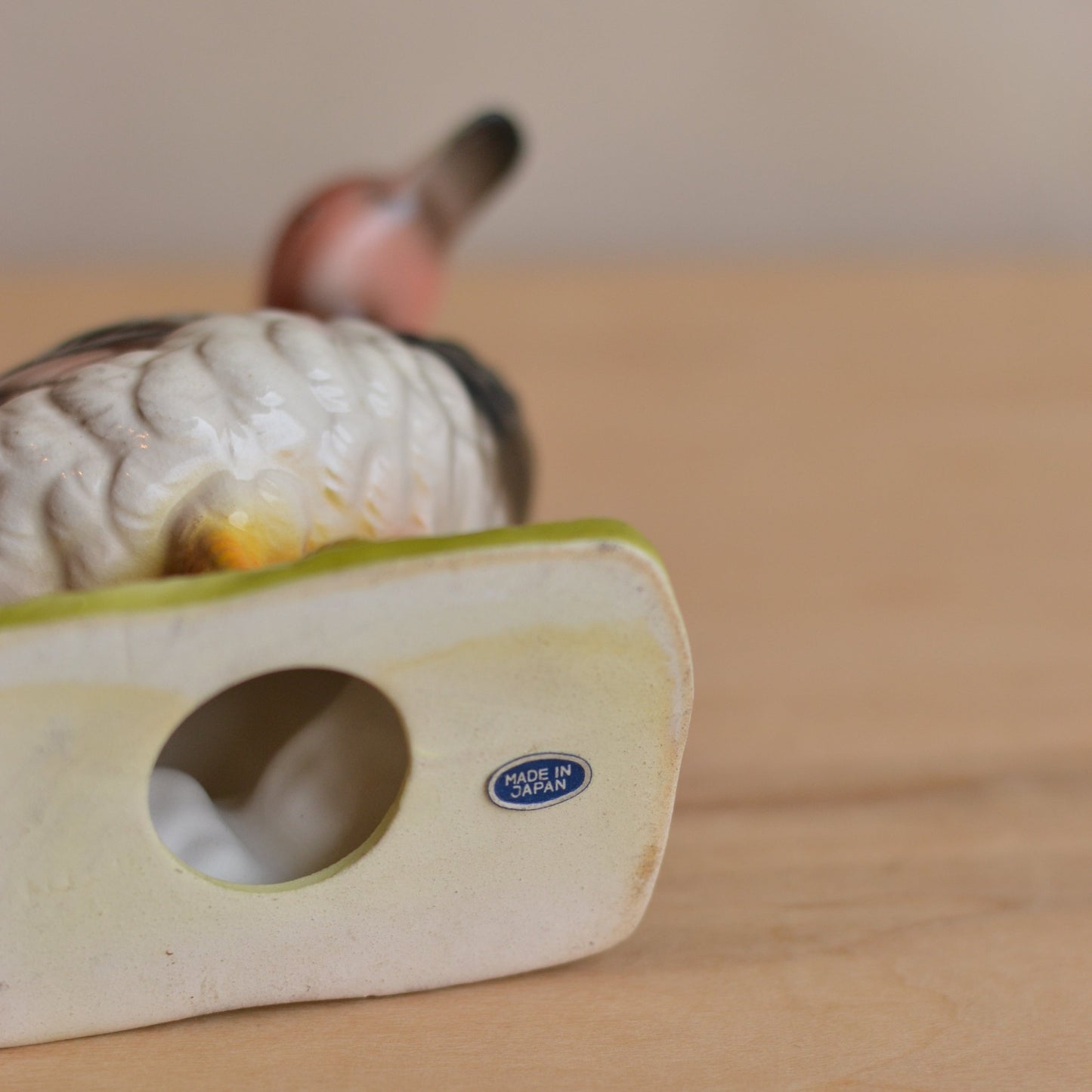 Pink and Blue Duck Ceramic Figurine