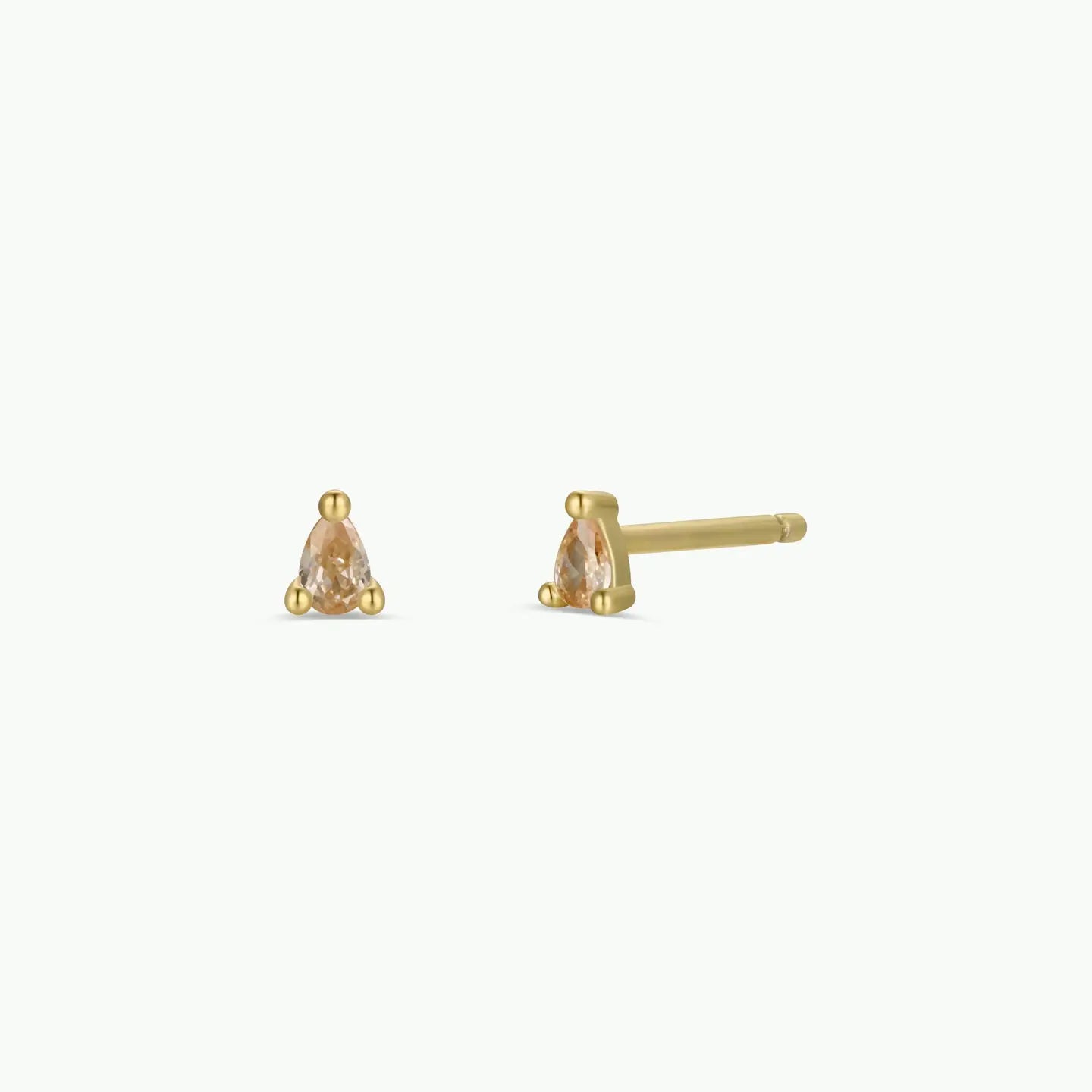 Jax Kelly | Teardrop, Champagne CZ, Gold Earrings