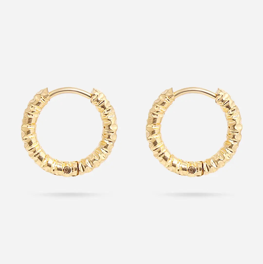 Dune Hoops | Gold Stainless Steel Textured Huggie Hoop