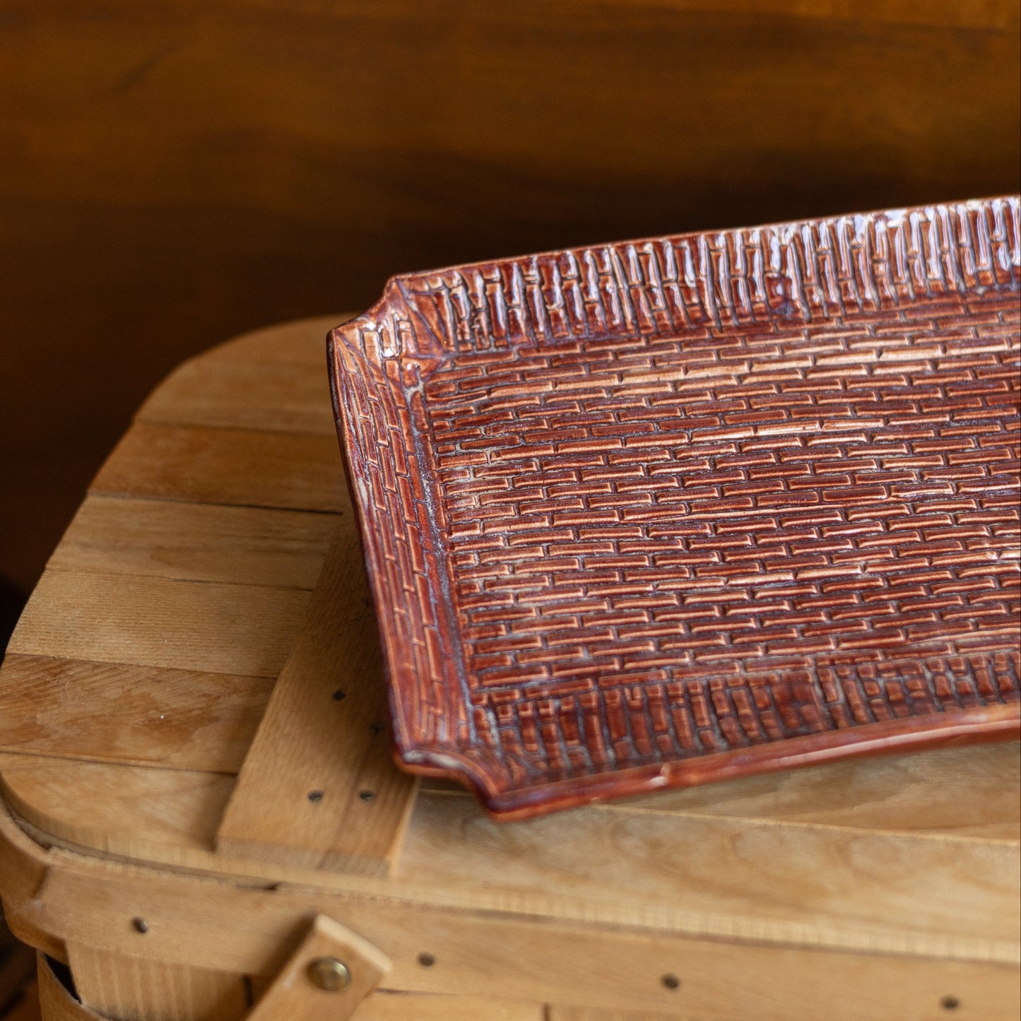 Handmade Ceramic Tray with Faux Weaving Imprint