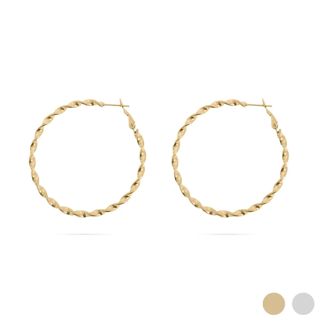 Dune Hoops | Gold Stainless Steel Twist Hoop Earrings, 30mm