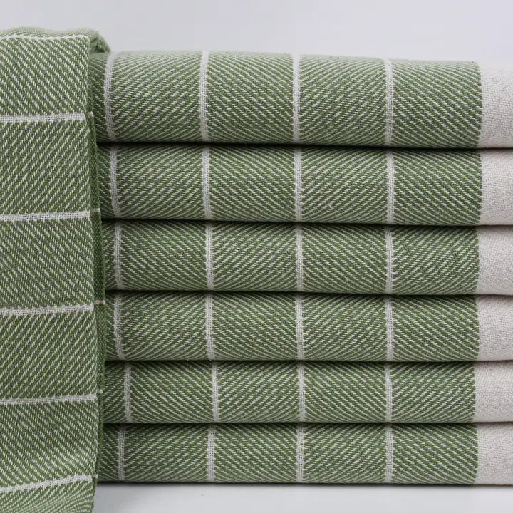 Turkish Towel | Luxury Bath Towel, Wide Green Stripe