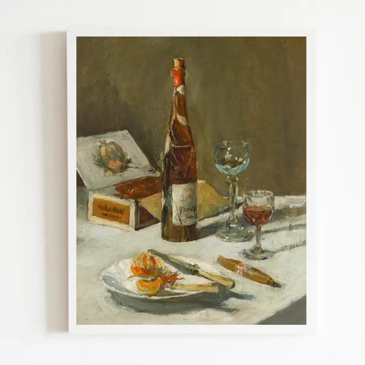 Sea to Skye | Wine & Cigars Still Life Antique Art Print