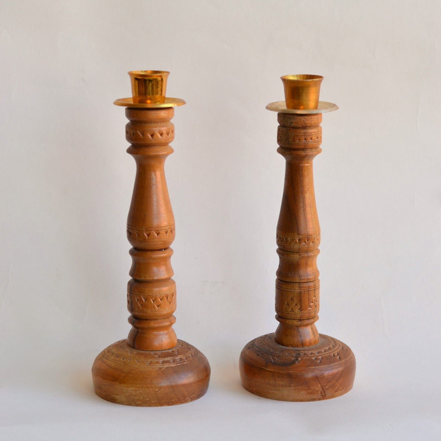 Carved Candlesticks, Pair