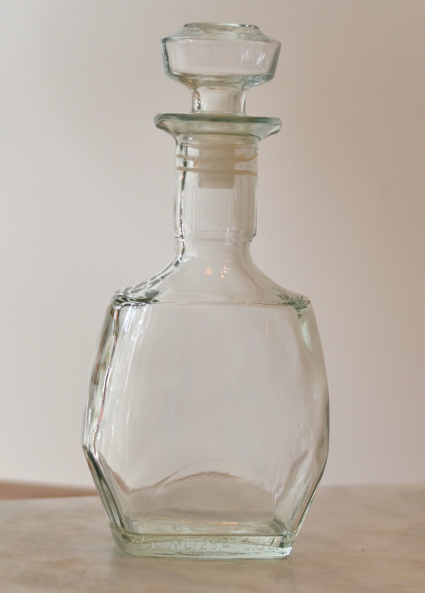 Short Glass Decanter, Blue Green Tint