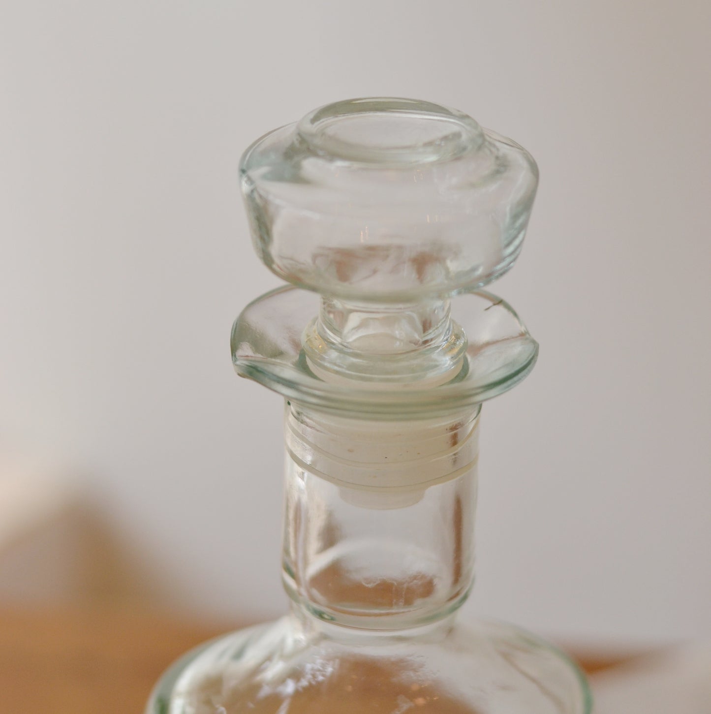Short Glass Decanter, Blue Green Tint