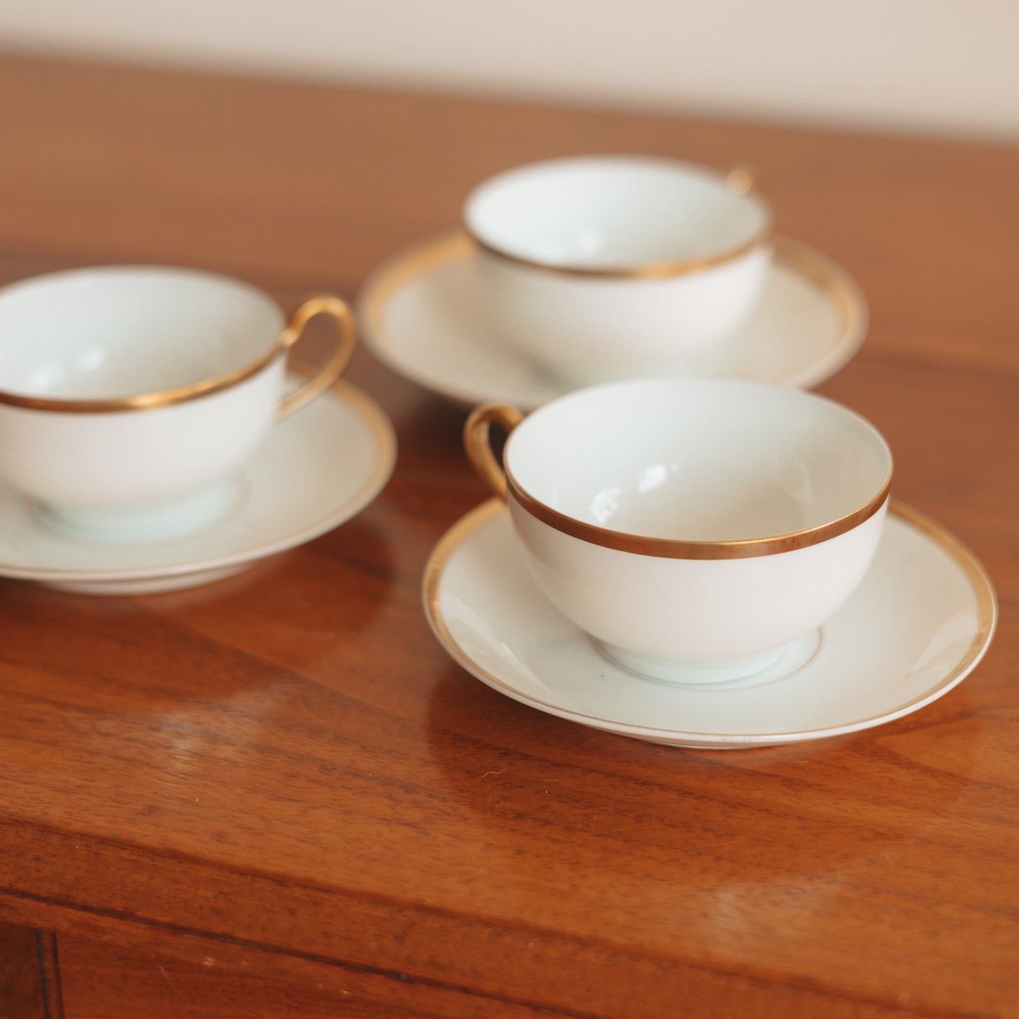 Vintage Teacup and Saucer from Bavaria, Fine China with Gold Rim