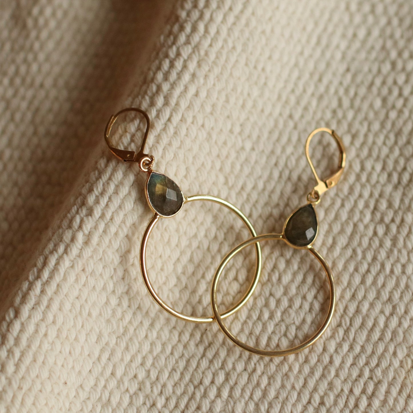 Santore | Halo Labradorite Gemstone Drop Earrings