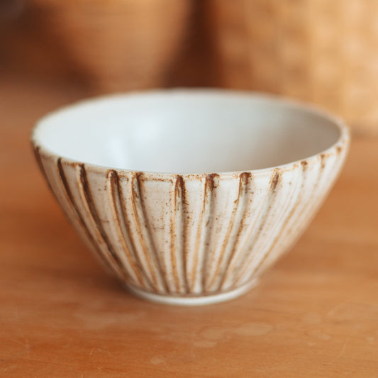Emo Pottery | Cream Ridged Cereal Bowl