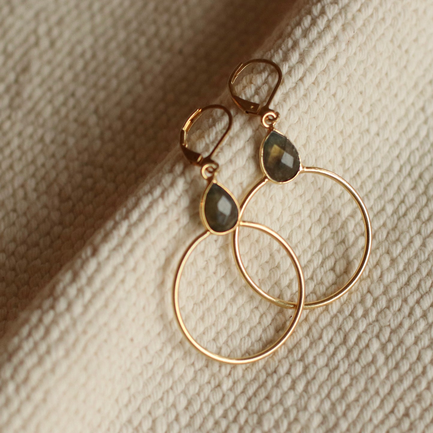 Santore | Halo Labradorite Gemstone Drop Earrings
