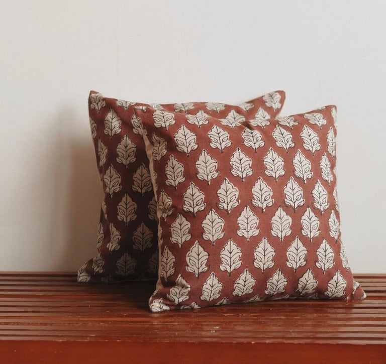Dune Pillows | Artistic Block Print Pillow, Mayur Pattern, 14”