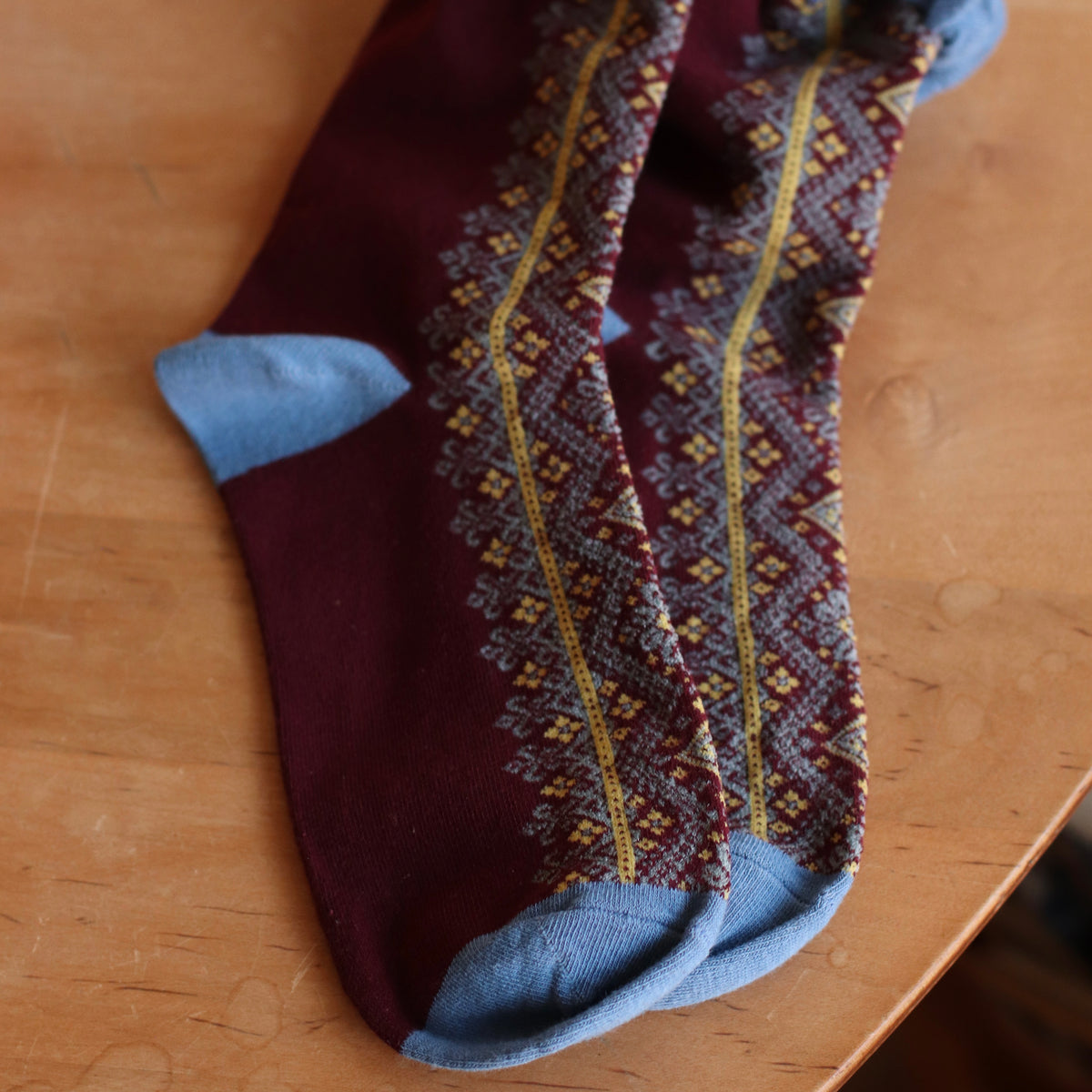 Dune Socks | Graphic Pattern Ruffled Crew Sock, Blue