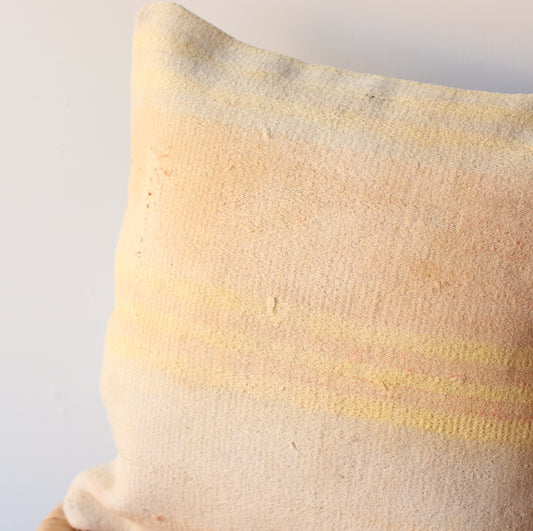 Kilim Pillow | Pale Yellow Striped Neutral, includes insert, 16"