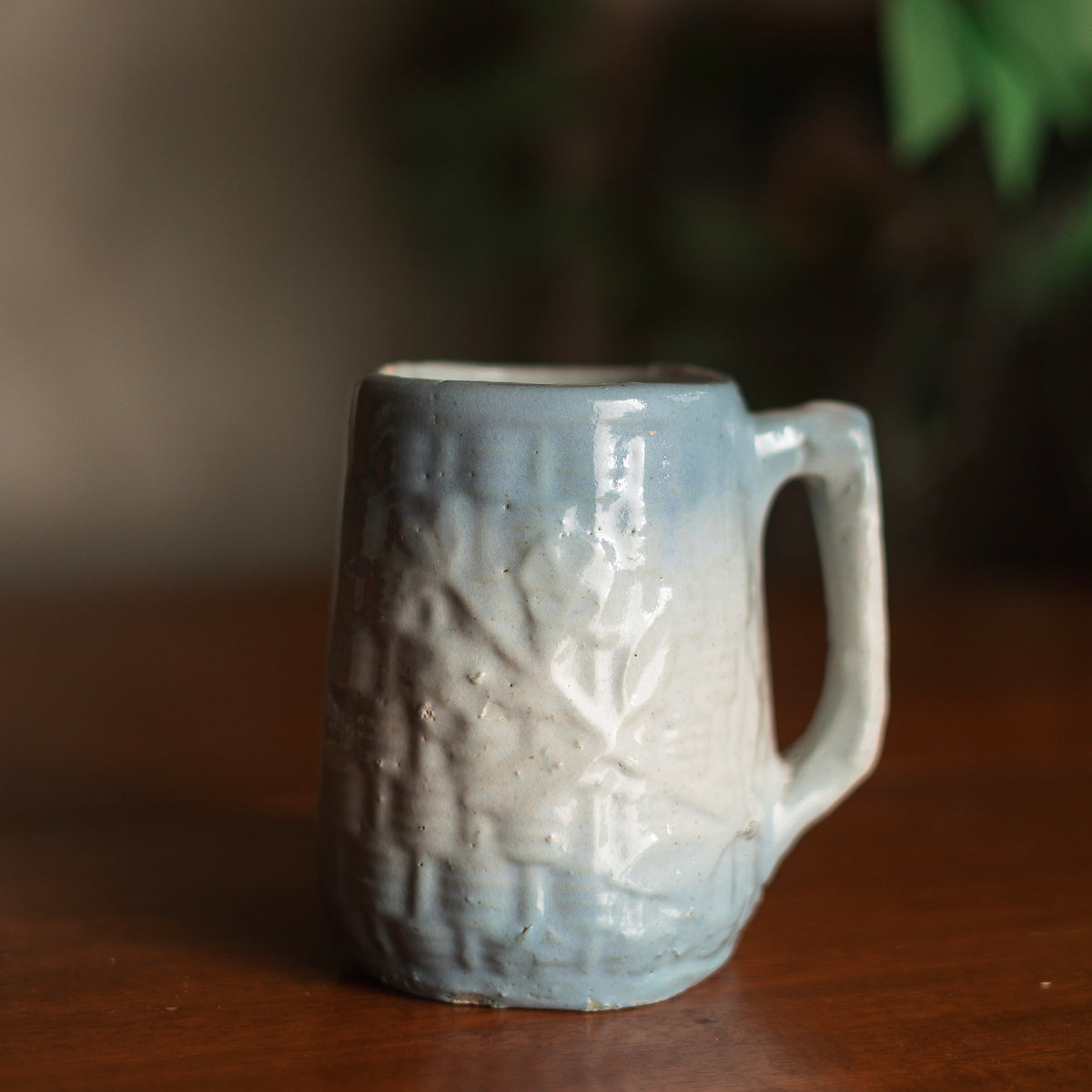 McCoy Basket Weave Stoneware Mug with Morning glory