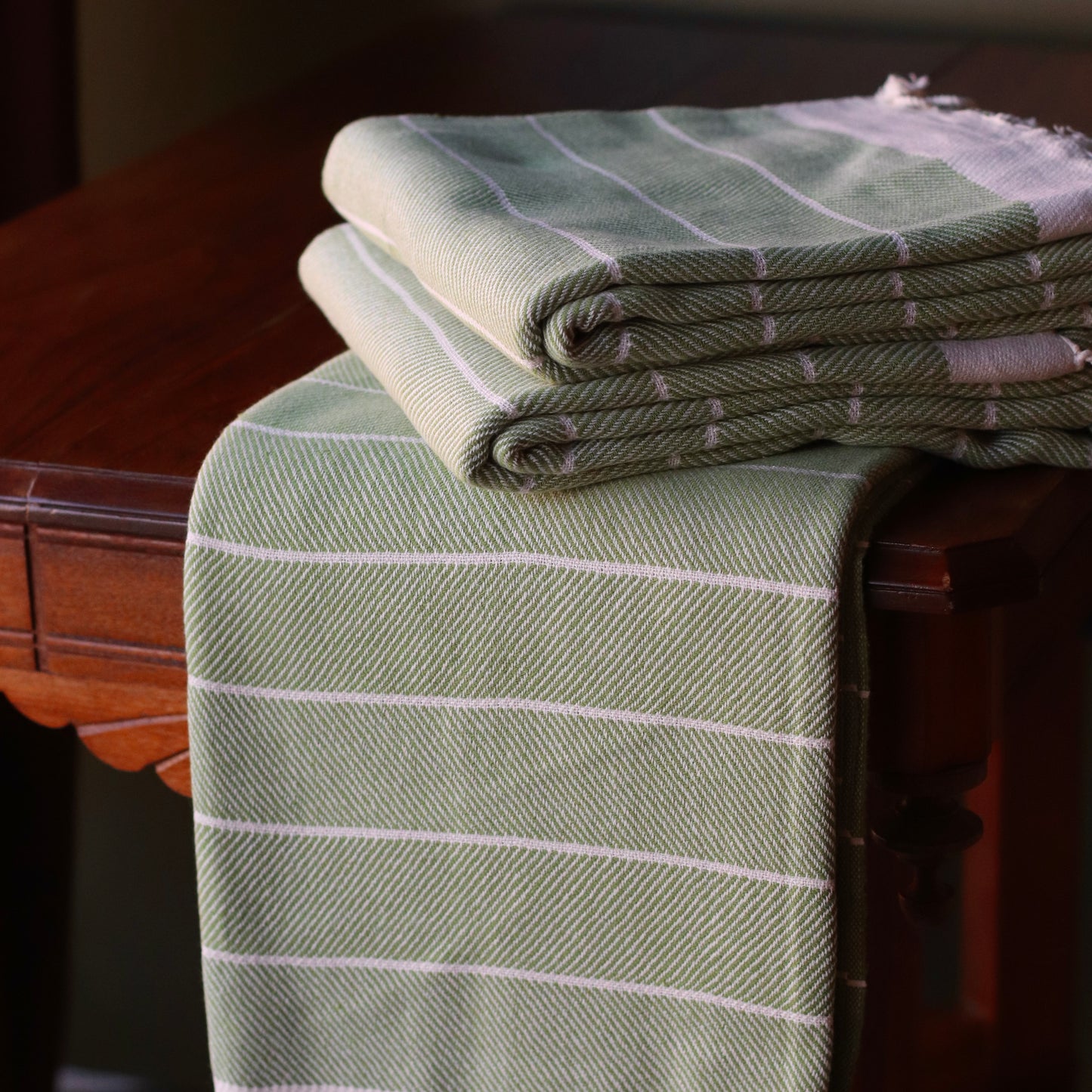 Turkish Towel | Luxury Bath Towel, Wide Green Stripe