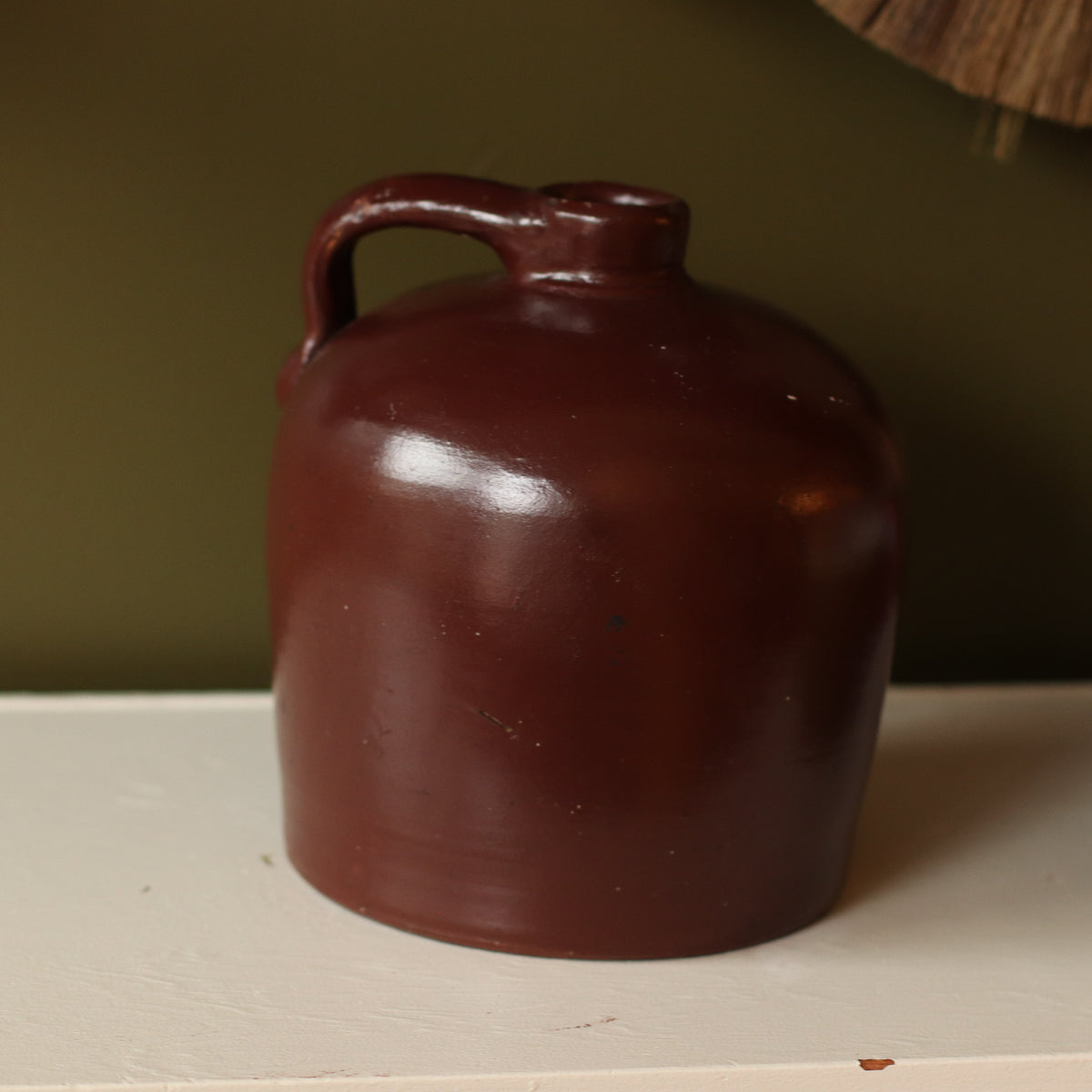 Maroon Handled Stoneware Jug, Small