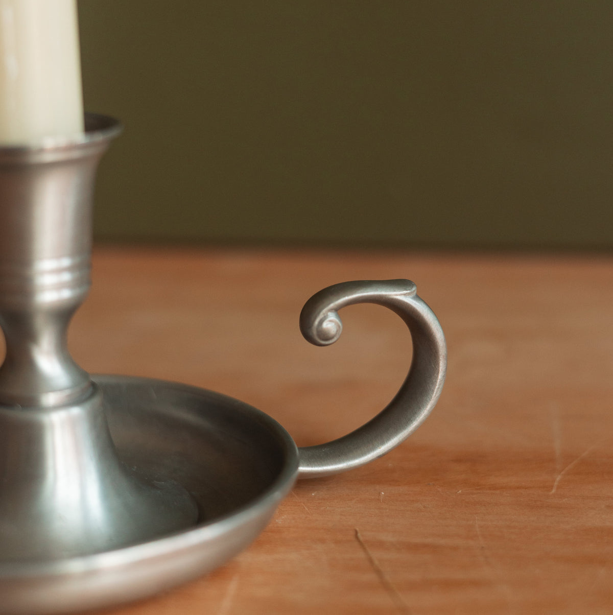 Pewter Bedchamber Candlestick Holder, made in Holland