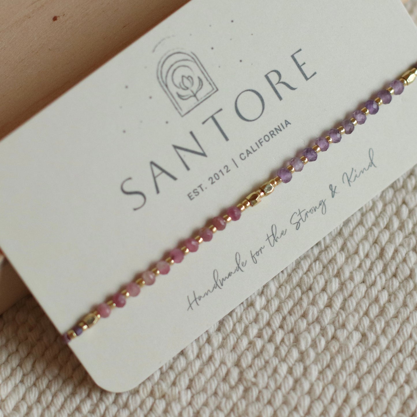 Santore | Gemstone and Seed Bead Adjustable Thread Bracelet, assorted colors