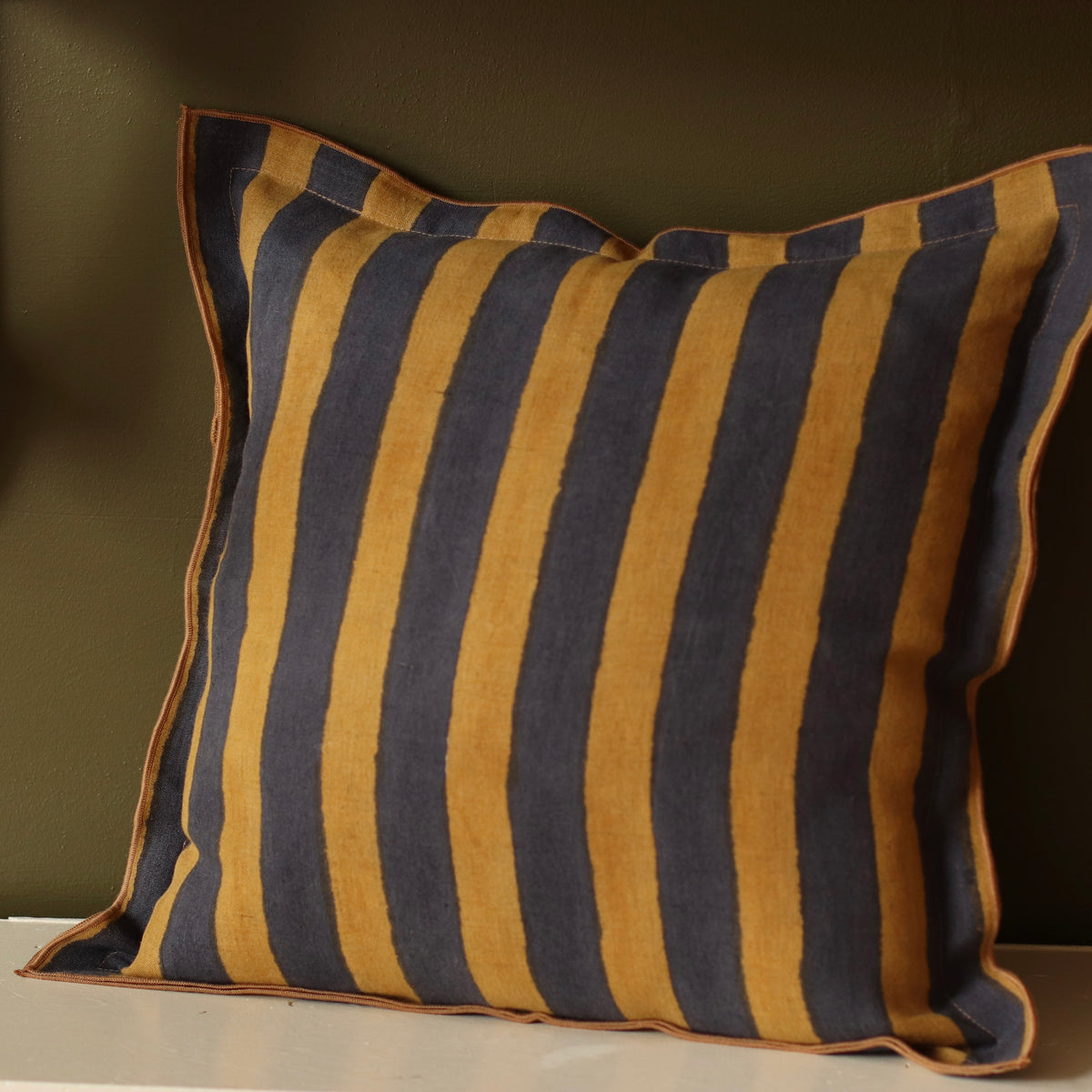 Dune Pillows | Linen Maris Pillow, Blue + Gold, 16"