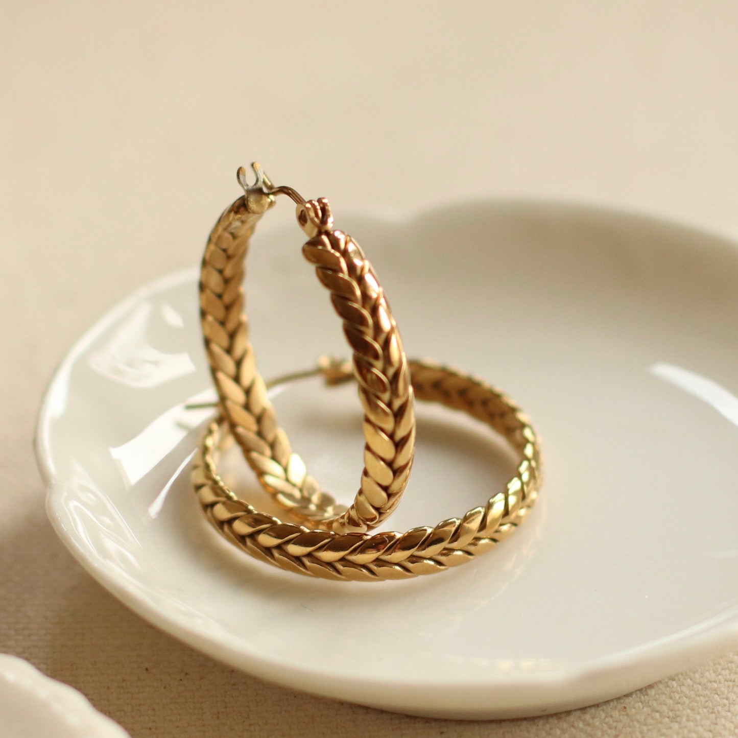 Dune Hoops | Gold Stainless Steel Braided Hoop Earrings