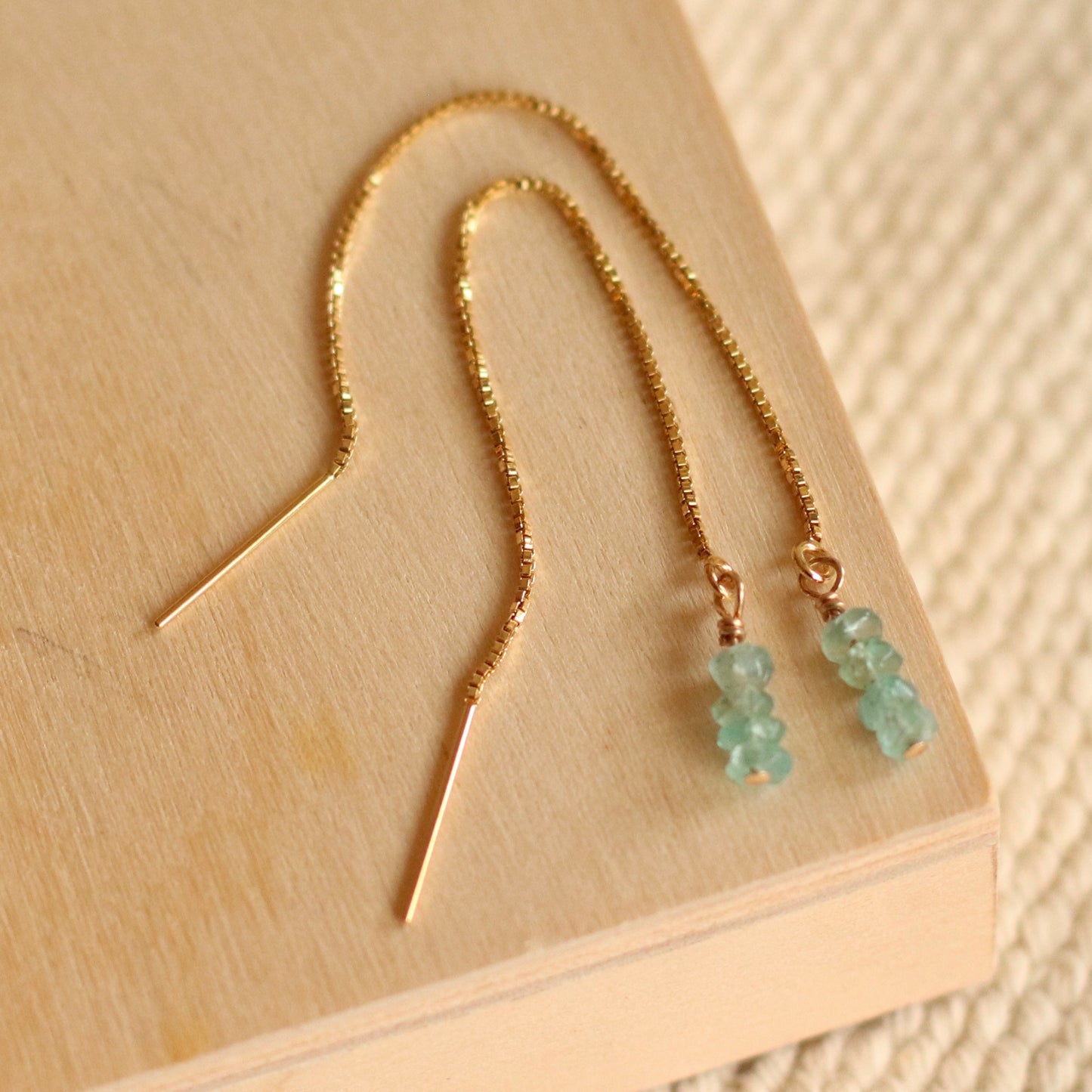 Cire’ Alexandria | Aquamarine Stacked Gemstone Threaders, 14K Gold Filled