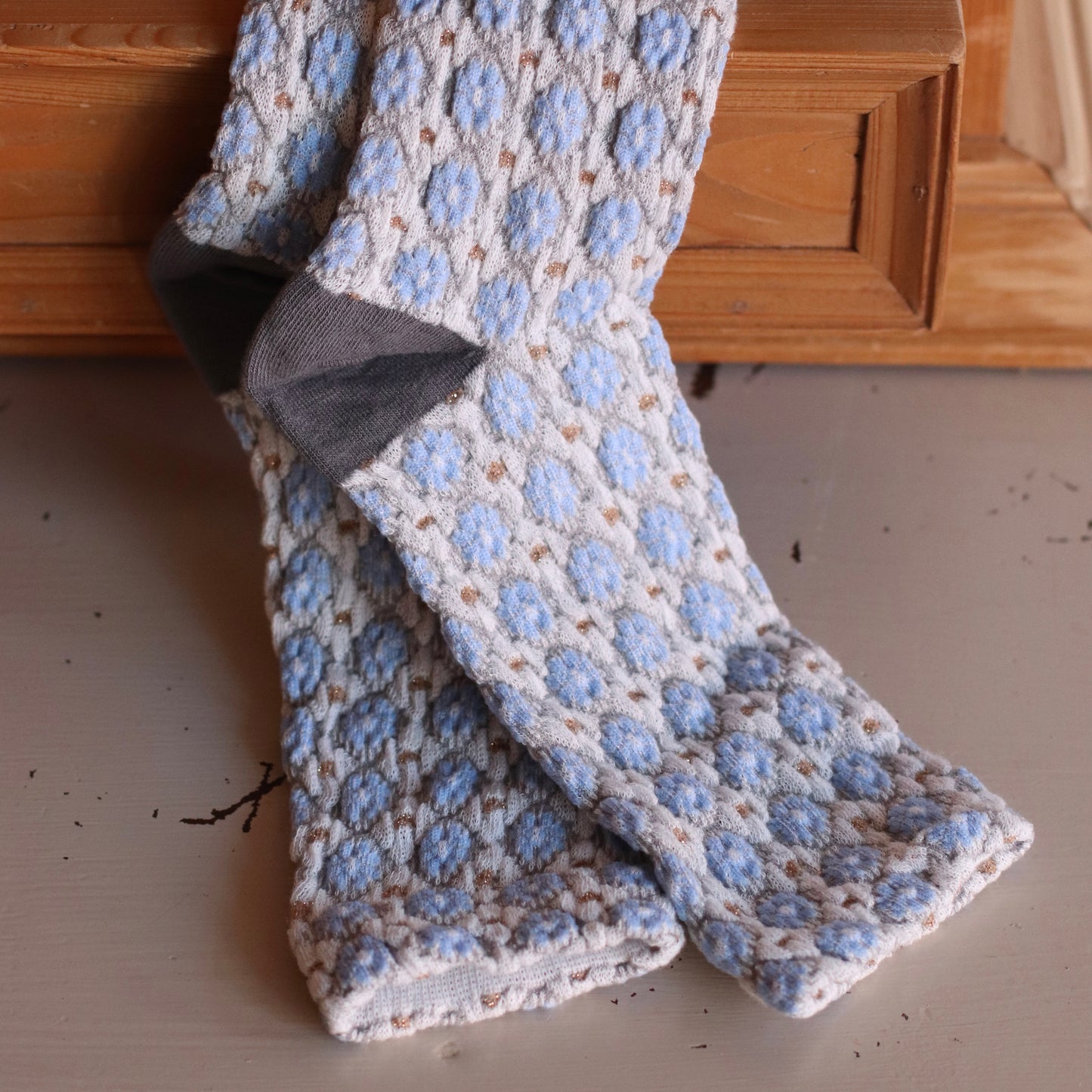 Dune Socks | Blue Cluster Bloom Patterned Socks