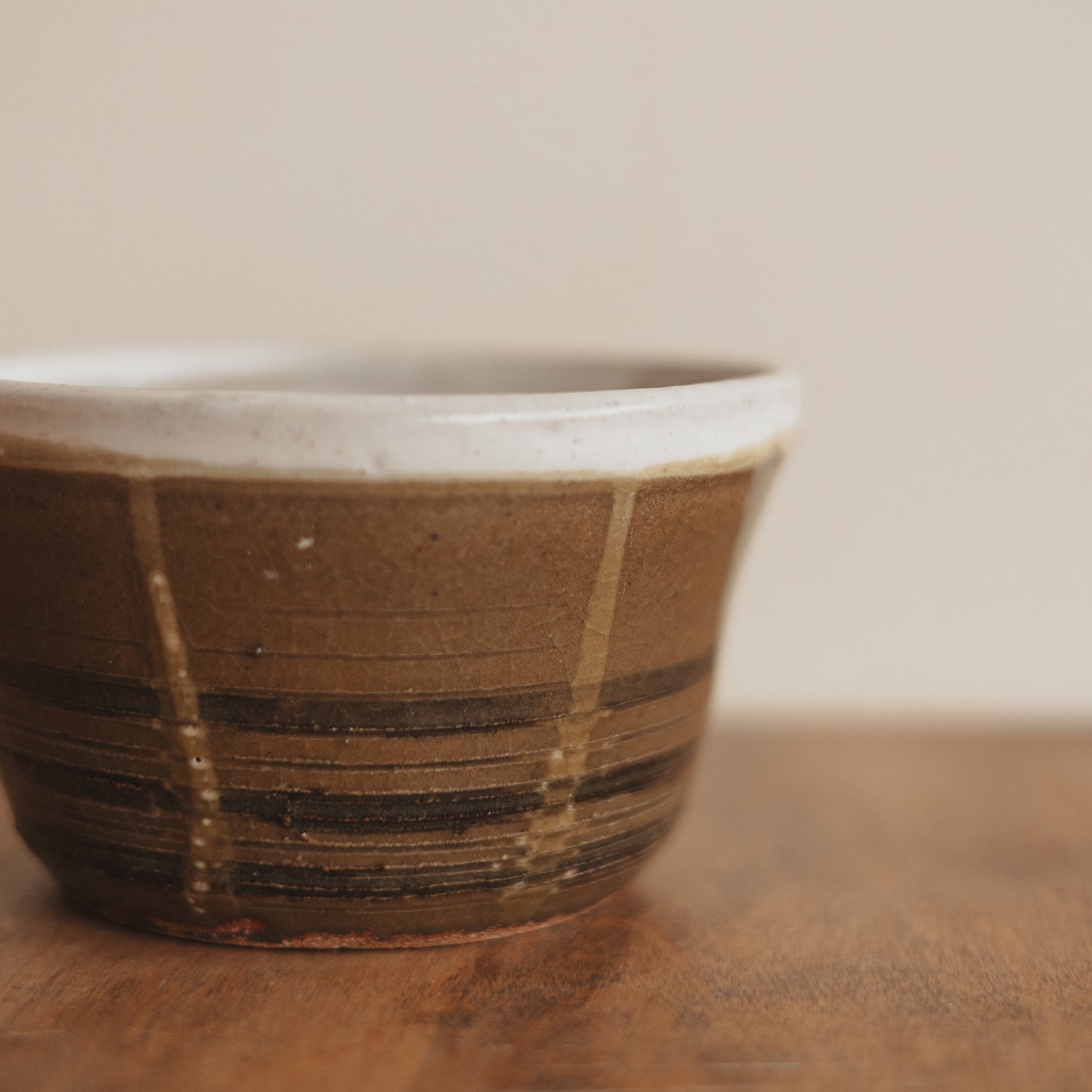 Vintage Studio Piece, Brown Glaze with Stripes & Drips