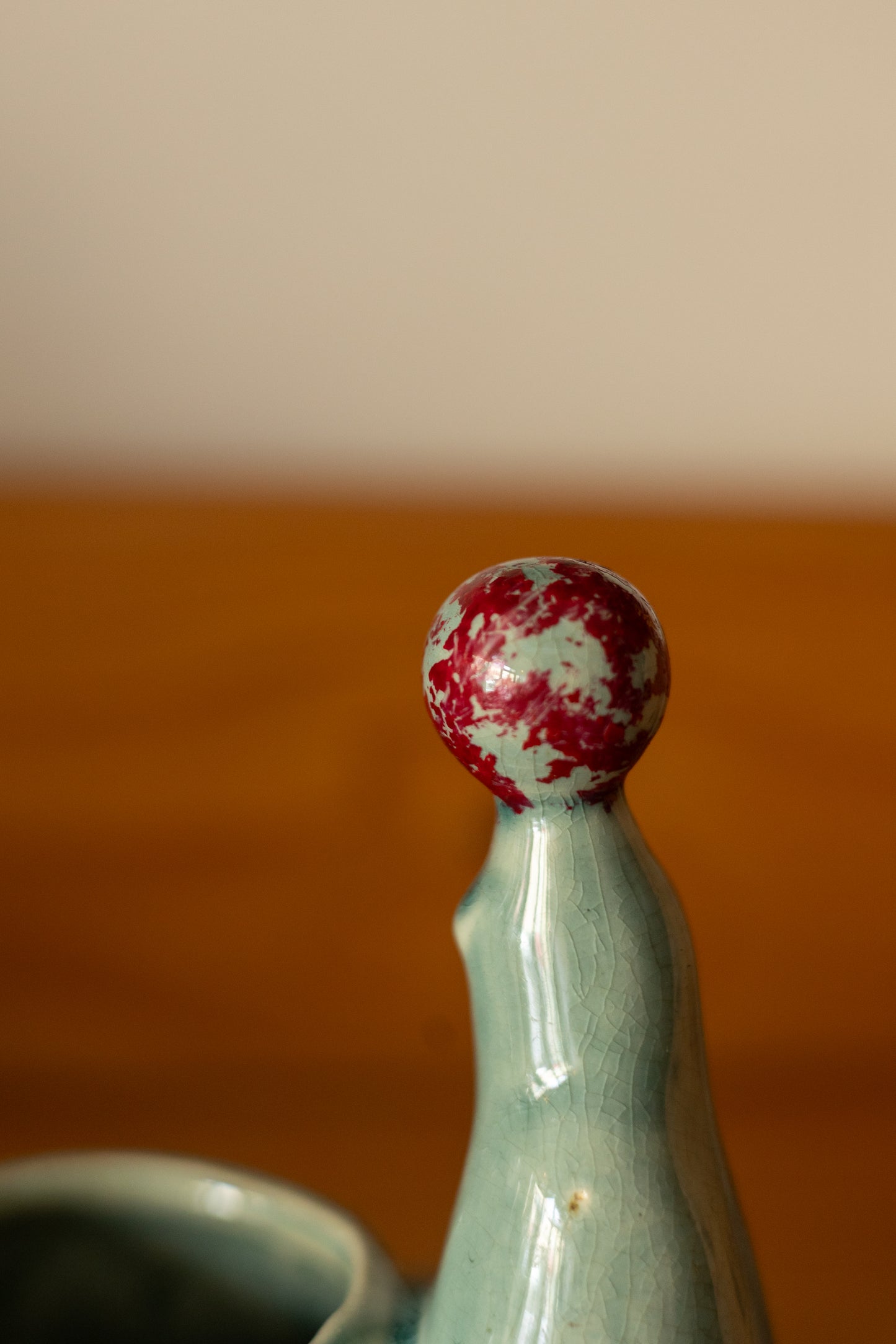 Quirky Green Glazed Seal with Ball Planter