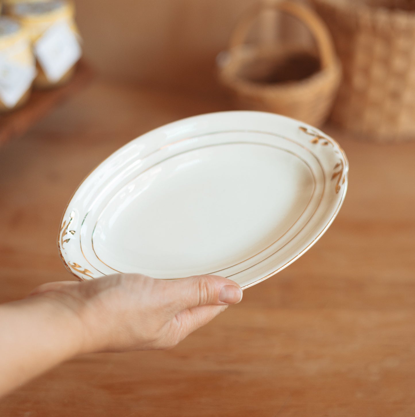 Small Cream Side Plate with Gold Detailing