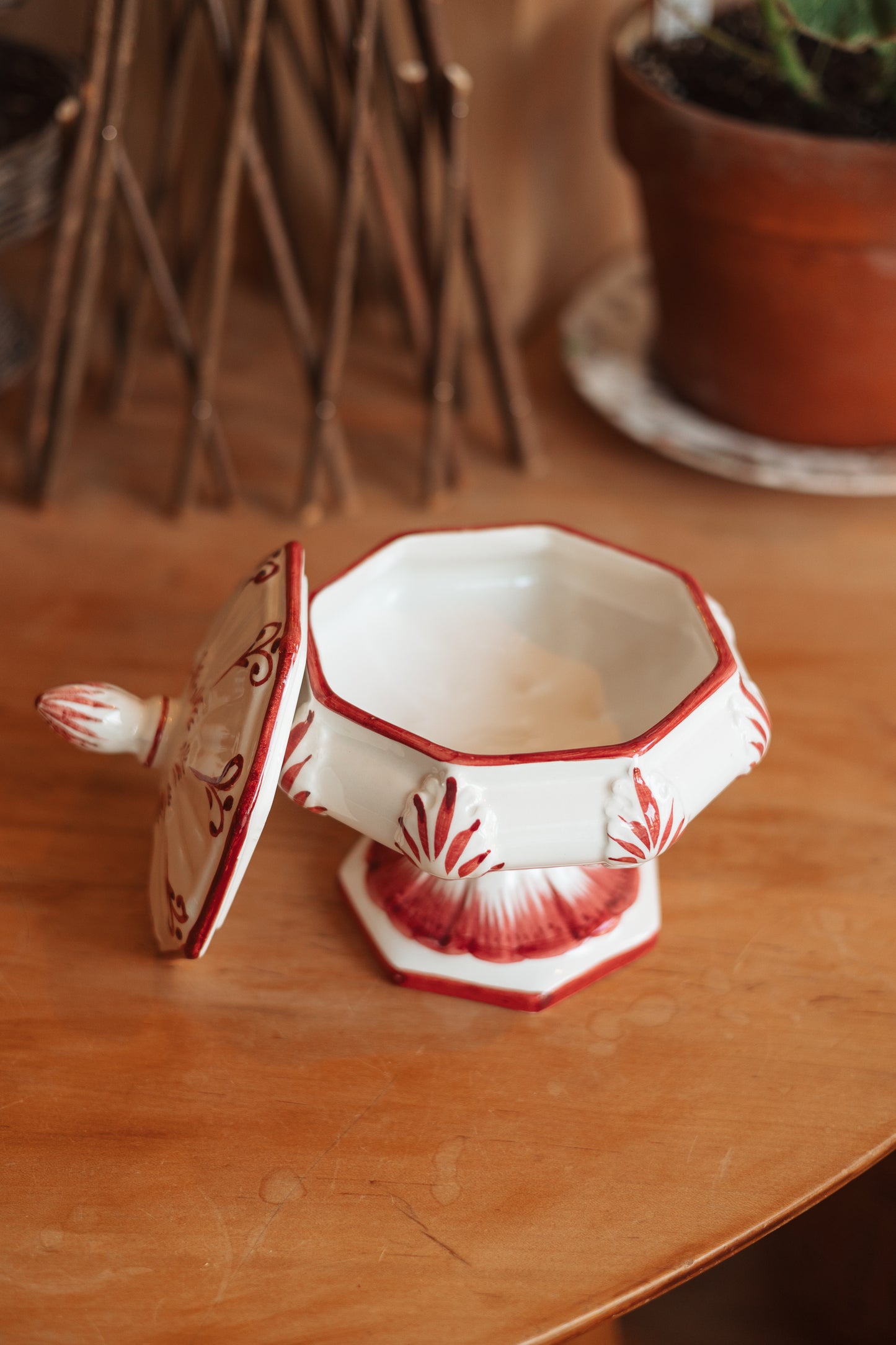 Portuguese Hand Painted Lidded Candy Dish