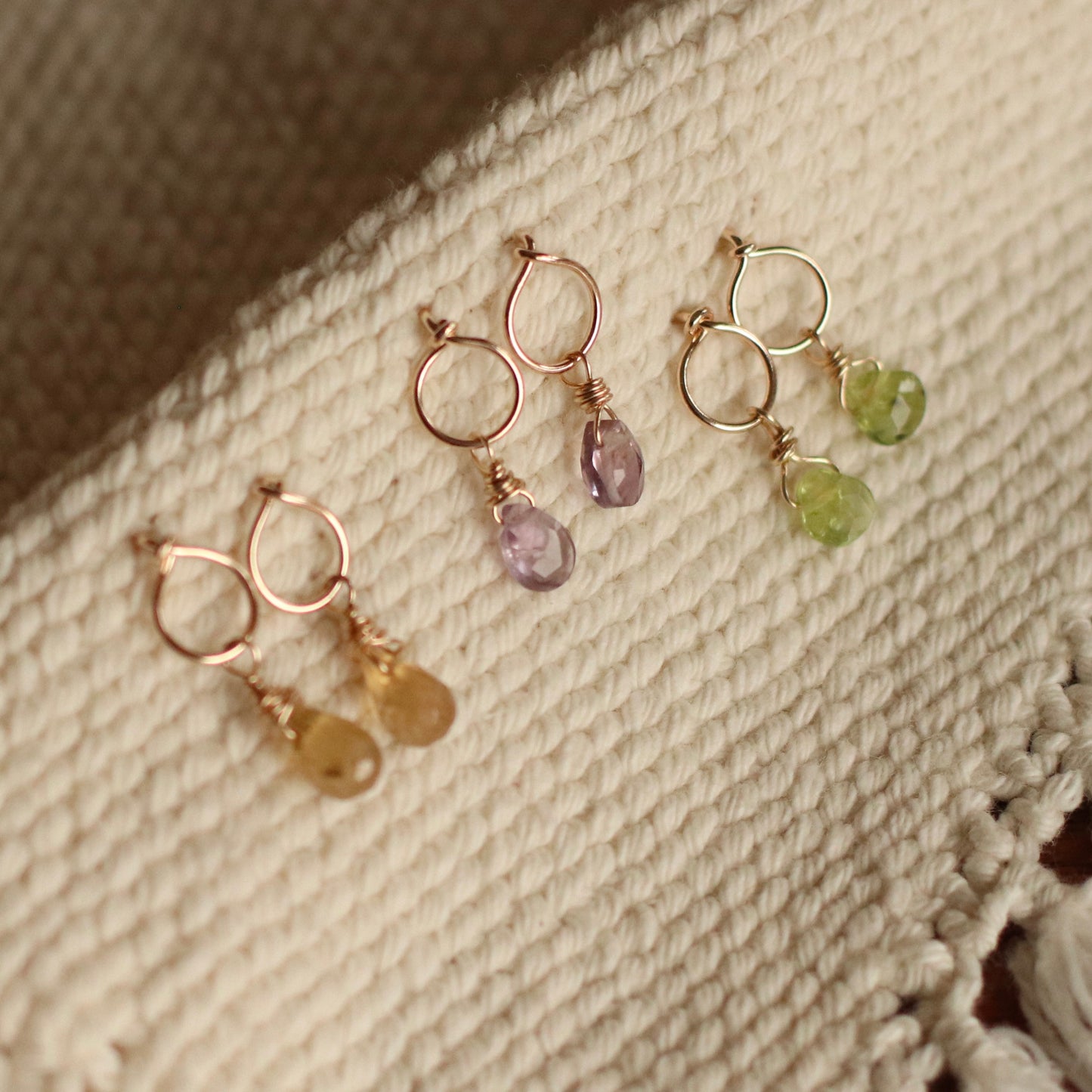 Cire’ Alexandria | Gemstone Circle Drops, 14K Gold Filled, Choose Stone