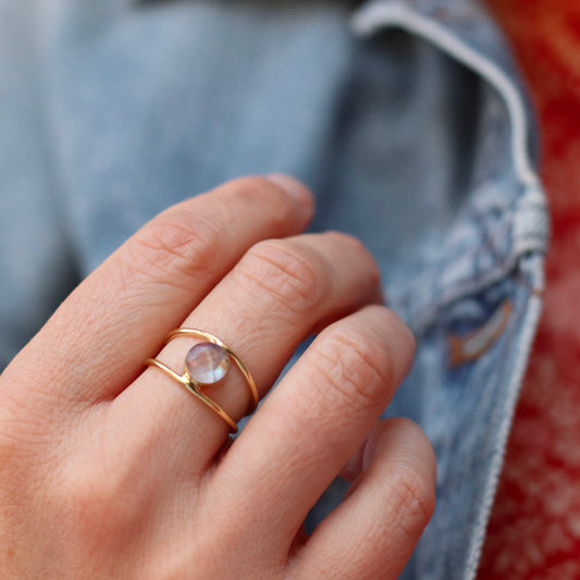 Baizaar | Brass Banded Stone Ring