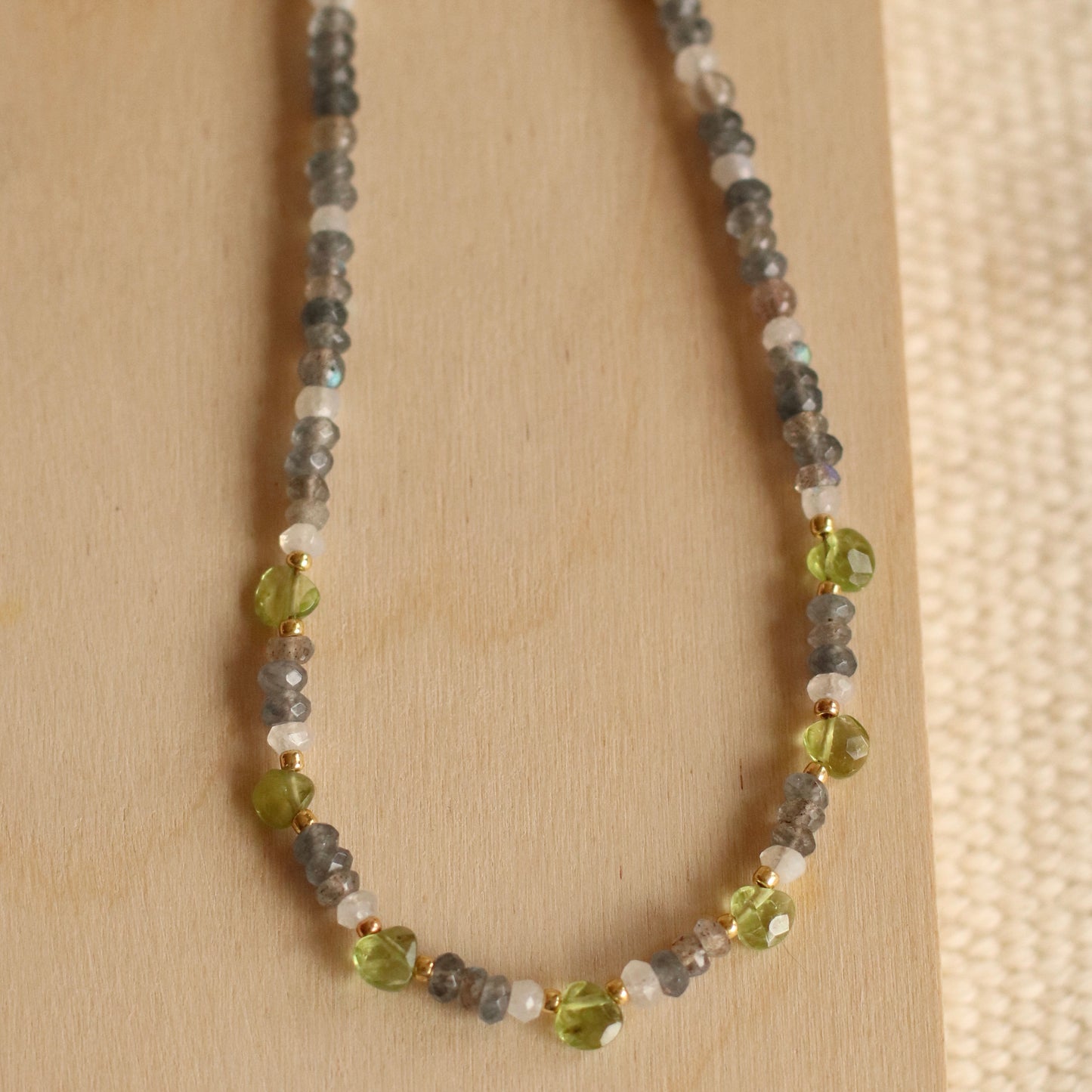 Cire’ Alexandria | Labradorite, Moonstone and Peridot Gemstone Necklace
