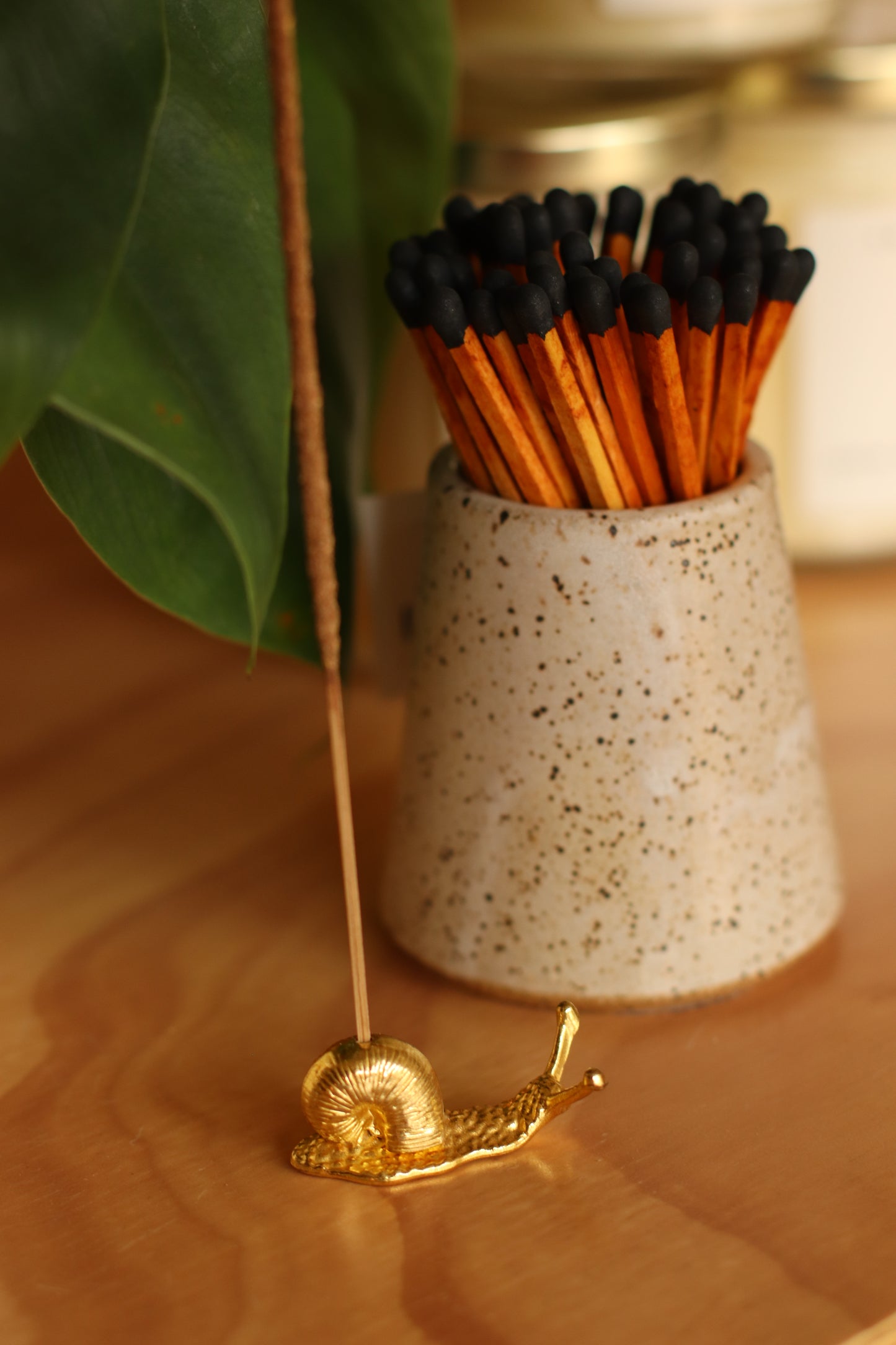 Mini Snail Incense Holder, Solid Gold