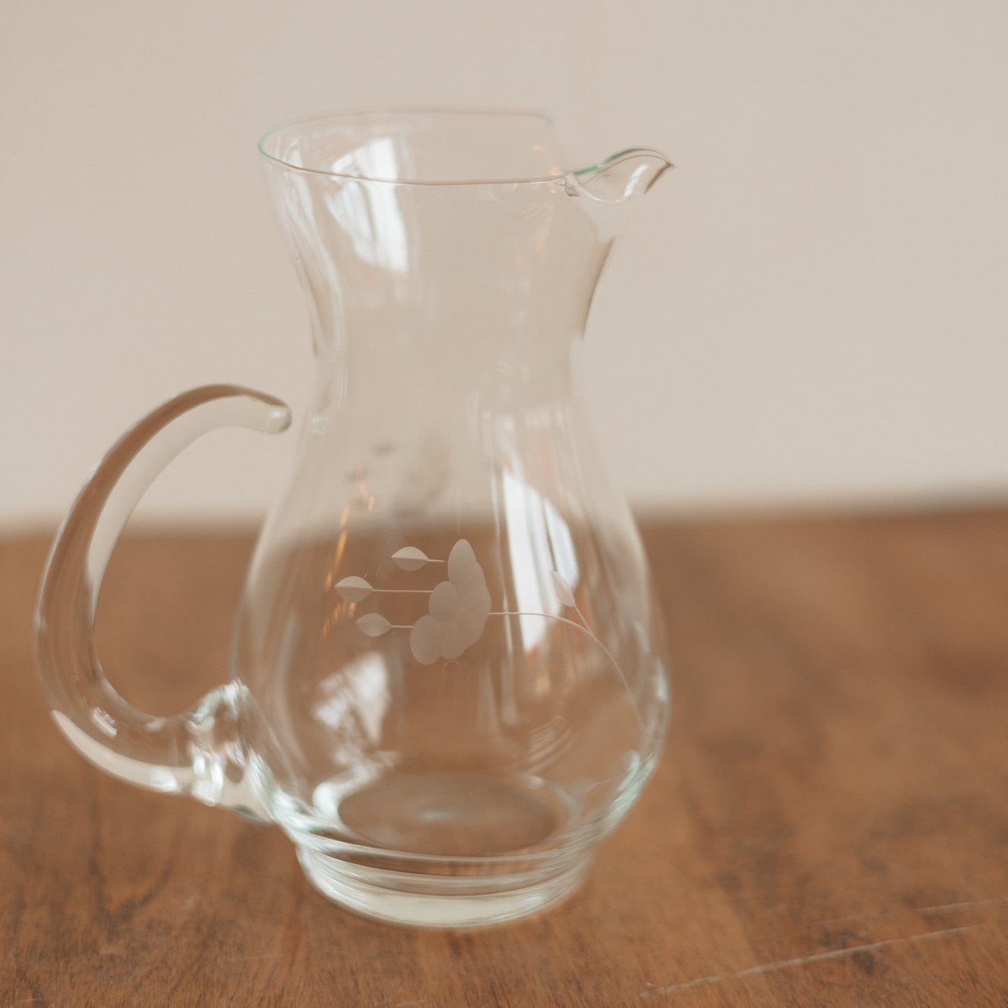 Small Etched Glass Pitcher